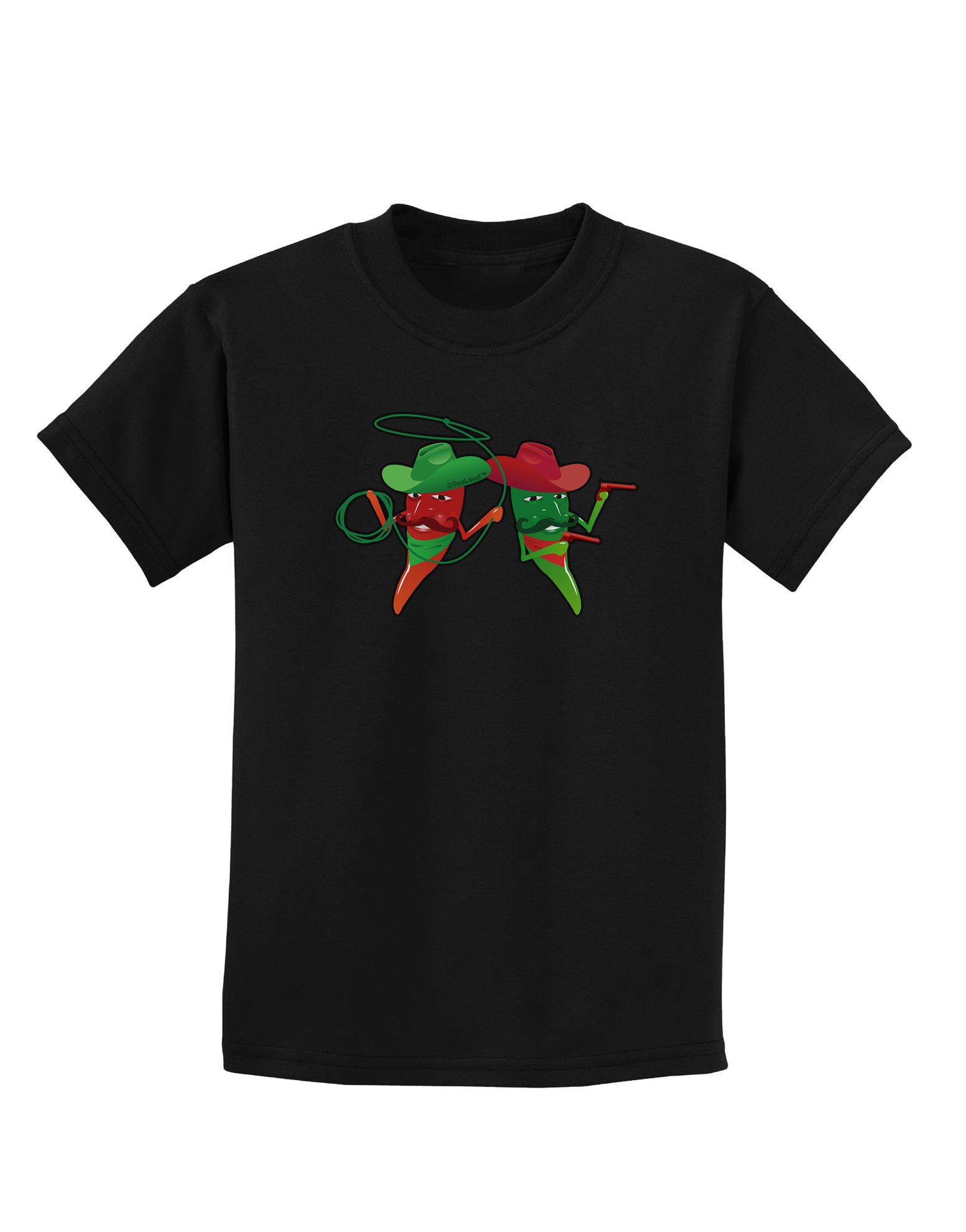 TooLoud Cowboy Chili Peppers Graphic Dark T-Shirt for Kids | Fun Western Style Tee for Boys & Girls | Perfect for School, Parties & Outdoor Adventures