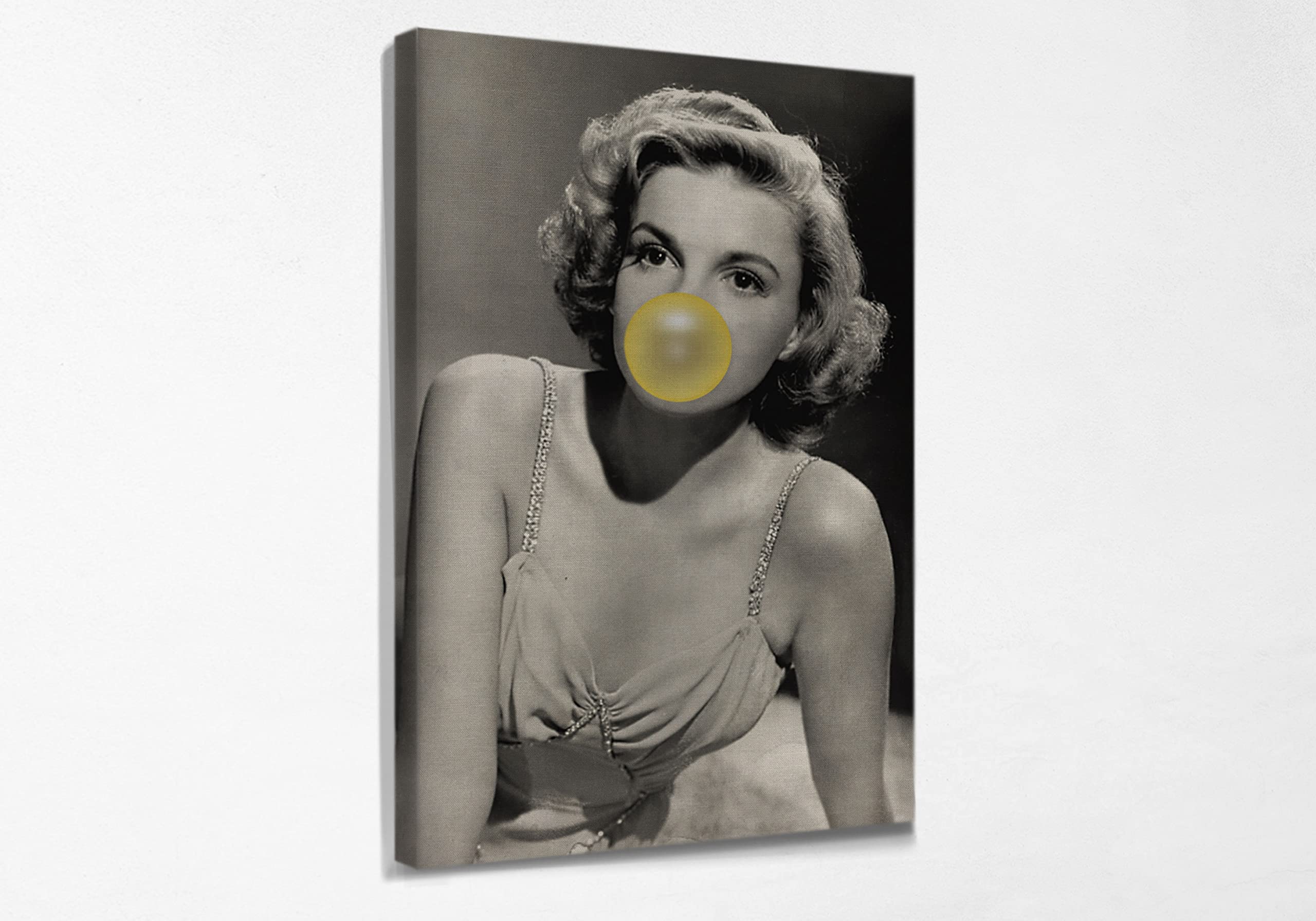 Judy Garland Bubble Gum Canvas Prints - Framed Wall Art Decor for Bedroom, Living Room, Kitchen - Ready to Hang Home Decor (8x12 Inches) - Perfect for Vintage Music Lovers & Classic Hollywood Theme Rooms