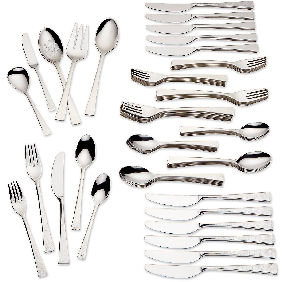 Biscayne 65-Piece Stainless Steel Flatware Set - Service for 12, Mirror Polished Silverware Set for Dining, Wedding & Entertaining - Dishwasher Safe Cutlery Set for Home & Restaurant Use