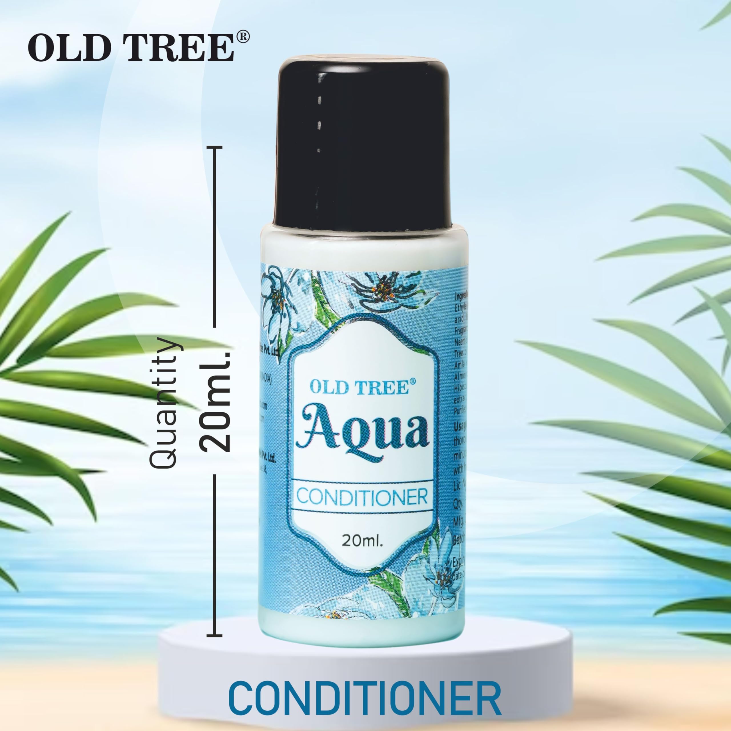 Old Tree Aqua Hair Conditioner Travel Size 20ml (Pack of 100) - Moisturizing & Frizz Control for Dry Hair | Hotel Amenities, Guest House Toiletries, Vacation Essentials | Perfect for Travel, Gym, Spa & Hospitality Industry
