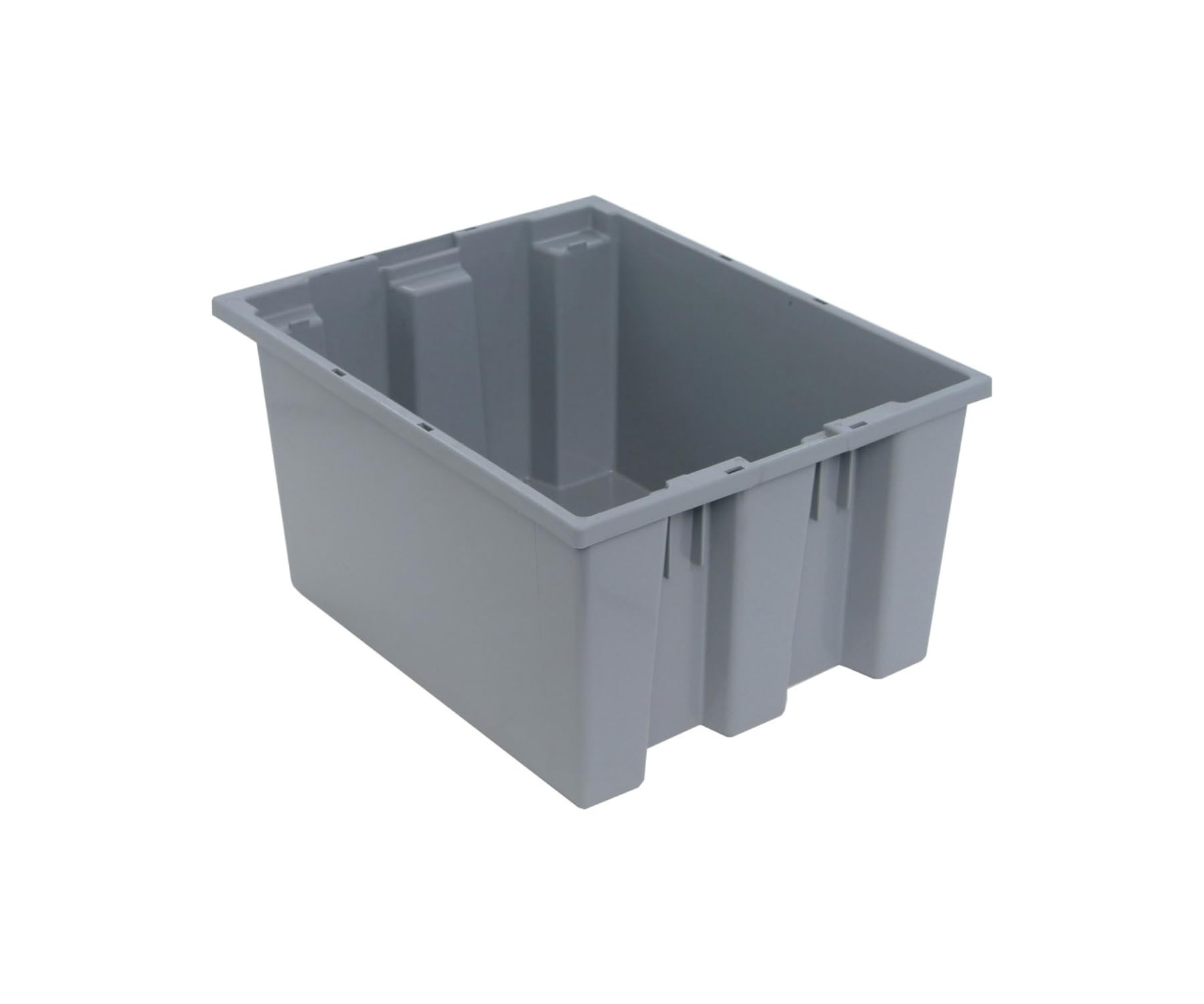 Heavy Duty Stackable Plastic Storage Bins - 6 Pack Gray Polypropylene Containers 19.5x15.5x10 Inches for Home Organization, Warehouse & Garage Use - Quantum Storage Systems Nesting Totes with 1.2 cu ft Capacity