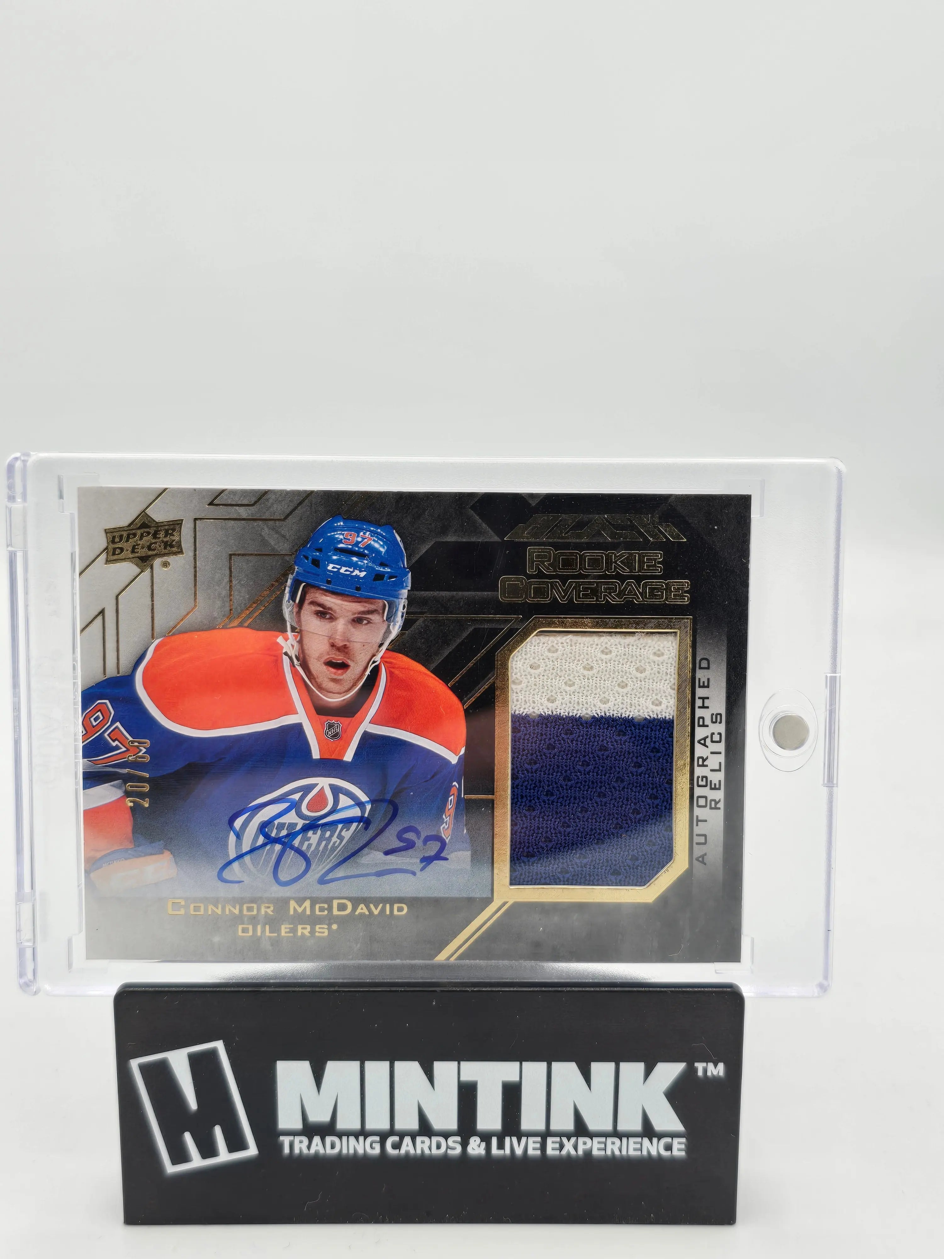 2015-16 Upper Deck Black Hockey Connor McDavid Rookie Coverage Auto Relic /60 - Rare Collectible Hockey Card for NHL Fans & Sports Memorabilia Collectors - Perfect for Display, Investment & Trading