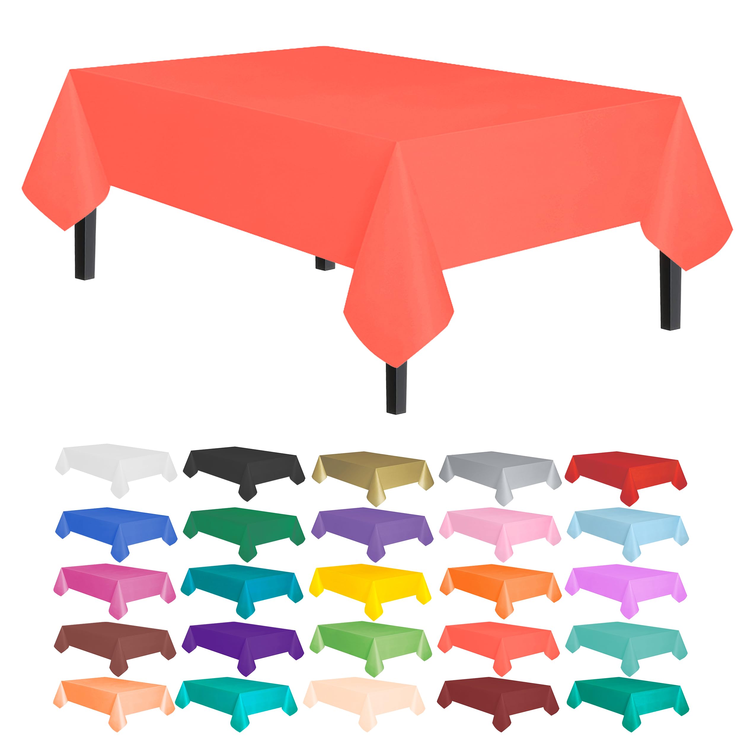 Allgala Waterproof Disposable Tablecloth 6-Pack (54x108 Inches) - Coral - Perfect for Parties, Birthdays, Weddings, Picnics & Home Decor | Durable & Spill-Proof Dining Table Cover for Indoor & Outdoor Events