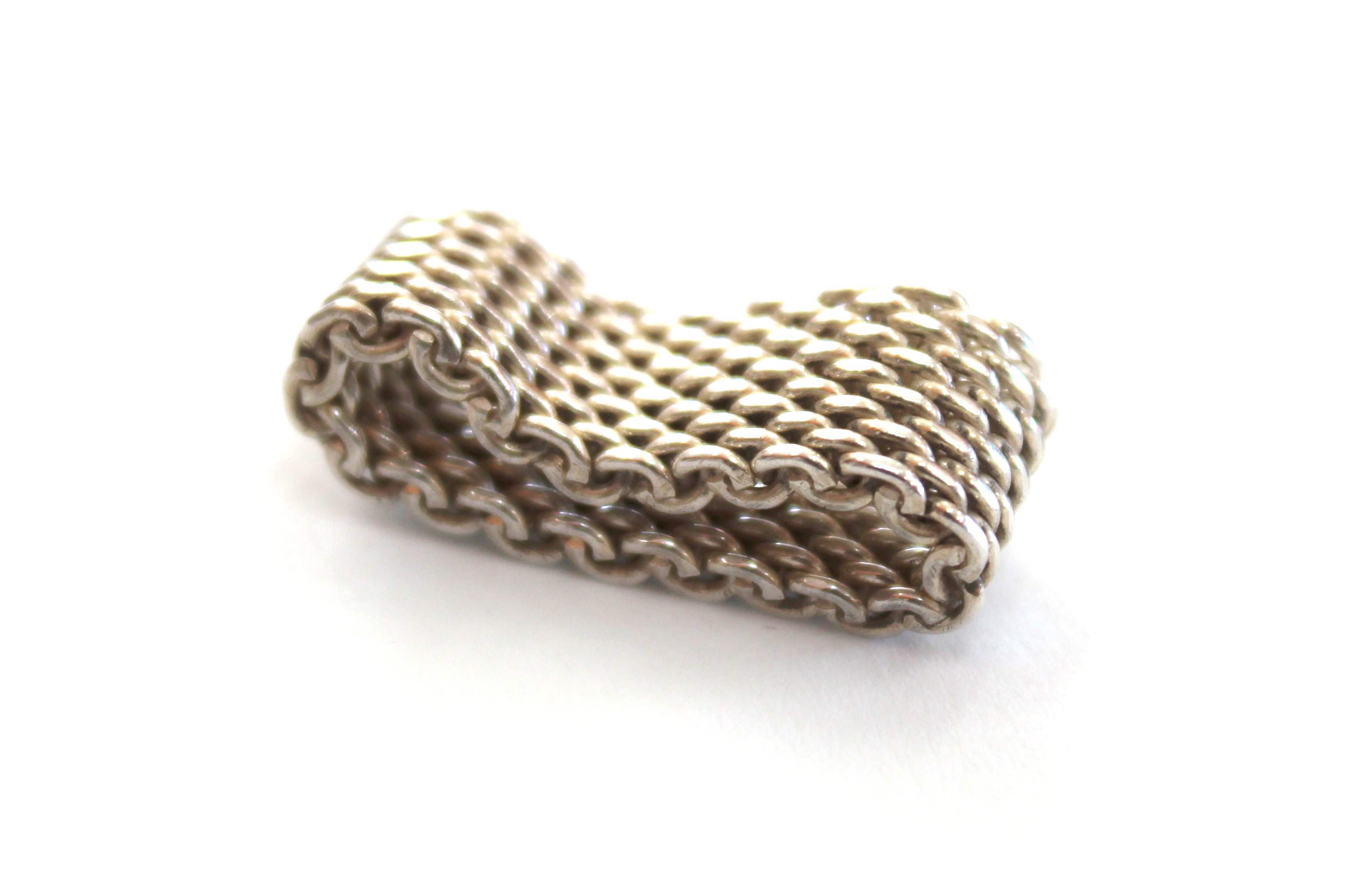 Authentic Tiffany & Co. Sterling Silver Woven Chain Ring - Size 5 - Elegant Jewelry for Women, Perfect for Weddings, Anniversaries & Special Occasions