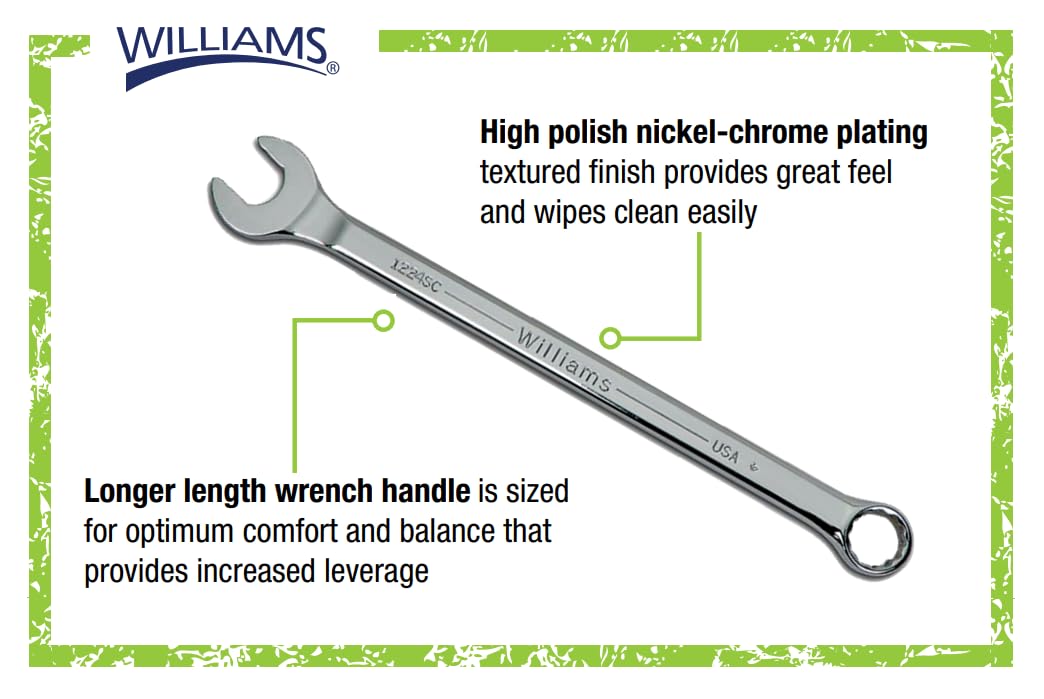 Williams MWS-18A 18-Piece Super Combo Wrench Set - Professional Grade Chrome Vanadium Steel Tools for Automotive Repair, Plumbing & DIY Projects - Perfect for Mechanics, Handymen & Home Improvement