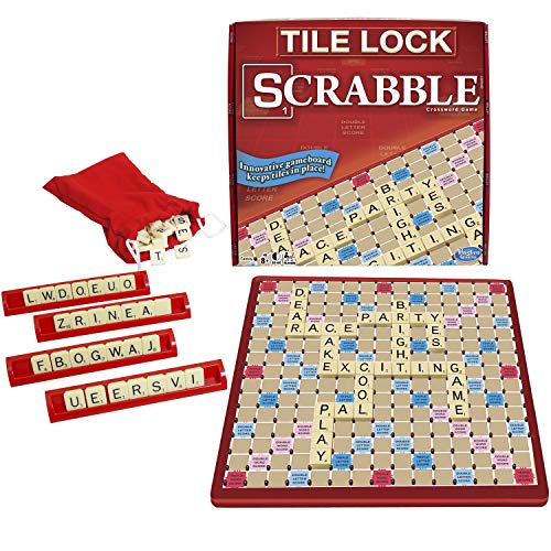 Premium Wooden Scrabble Game Set with Tile Locks - Classic Family Board Game for Adults & Kids - Perfect for Game Nights, Travel, and Educational Fun