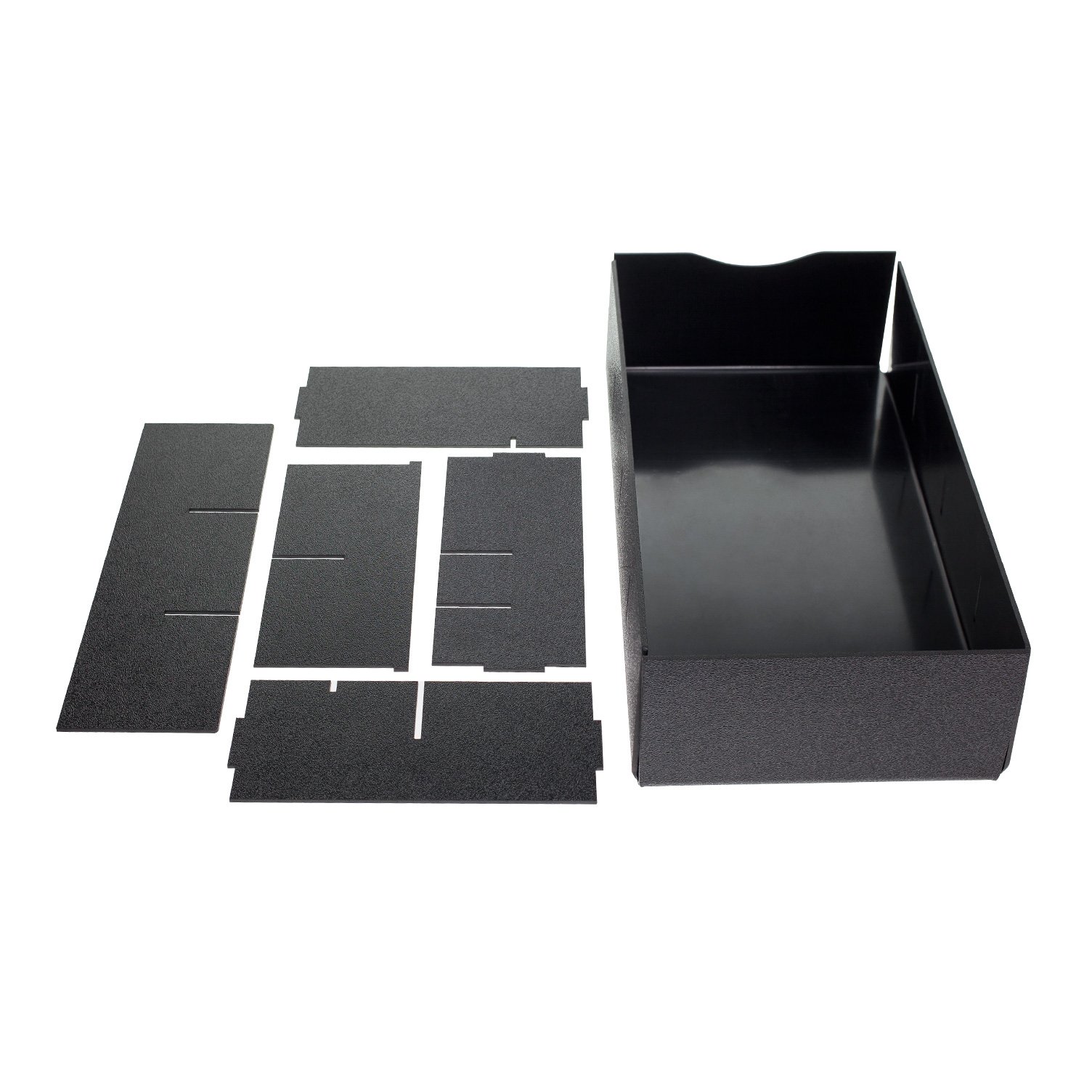 Source One 9-Compartment Condiment Organizer - Adjustable Dividers for Cups, Lids & More (1 Pack, Black) | Perfect for Kitchen Storage, Office Supplies & Restaurant Organization