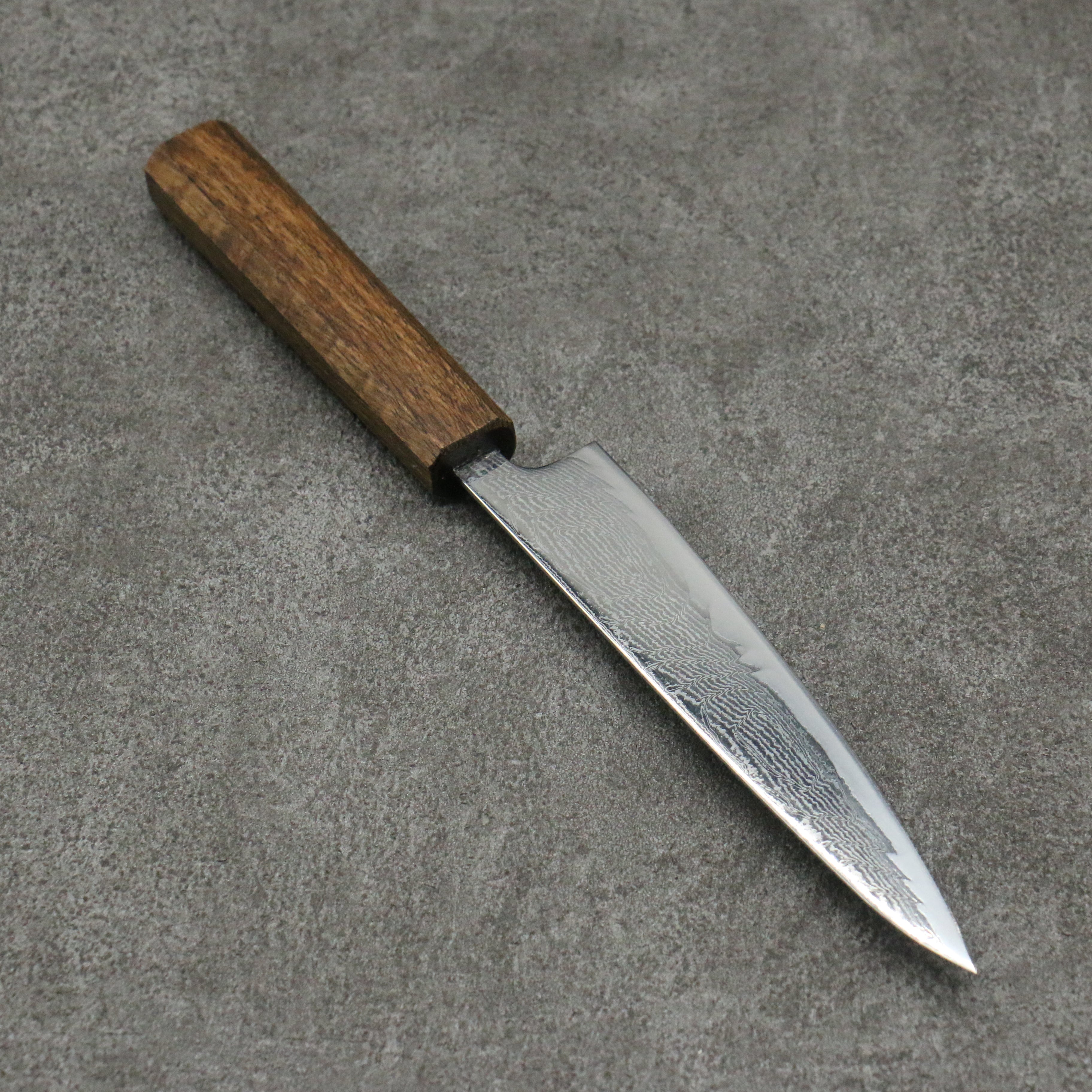 Premium Seisuke Nami AUS10 Damascus Steel Petty Knife 150mm - Mirror Polish Finish with Oak Wood Handle - Perfect for Sushi, Vegetables & Precision Kitchen Tasks