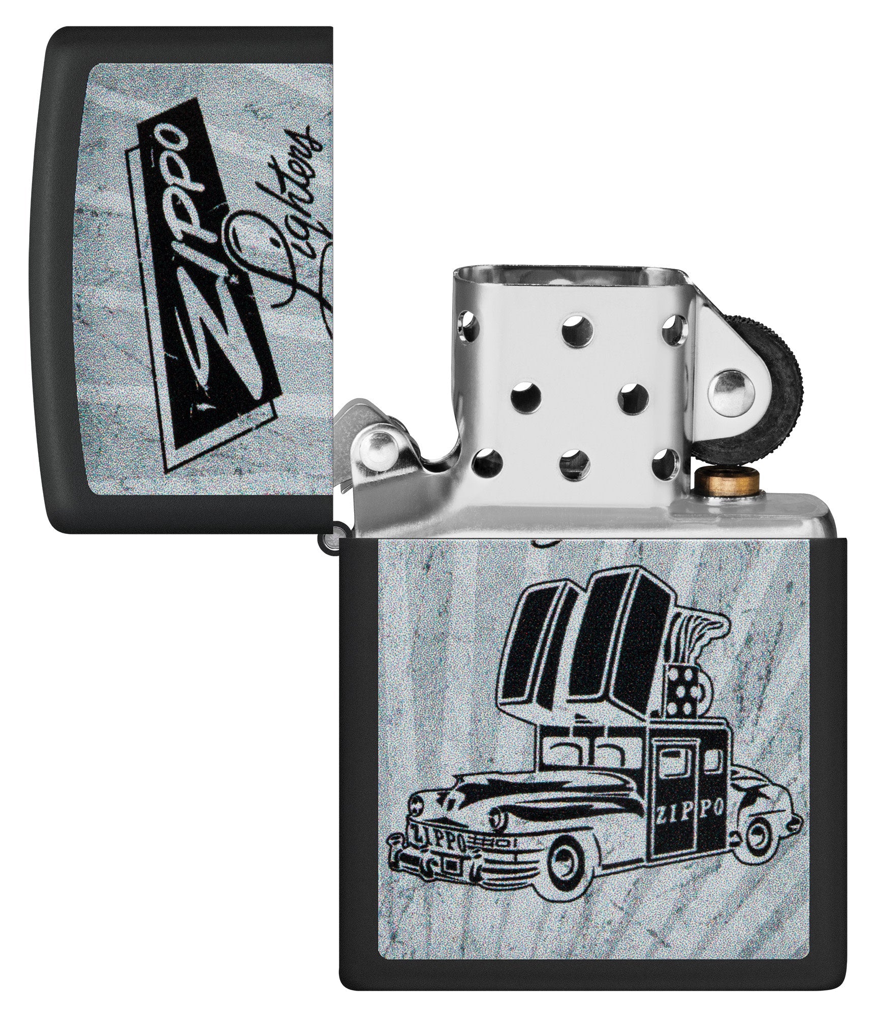 Zippo Classic Windproof Lighter with Car Design - Perfect for Outdoor Adventures, Camping & Everyday Use