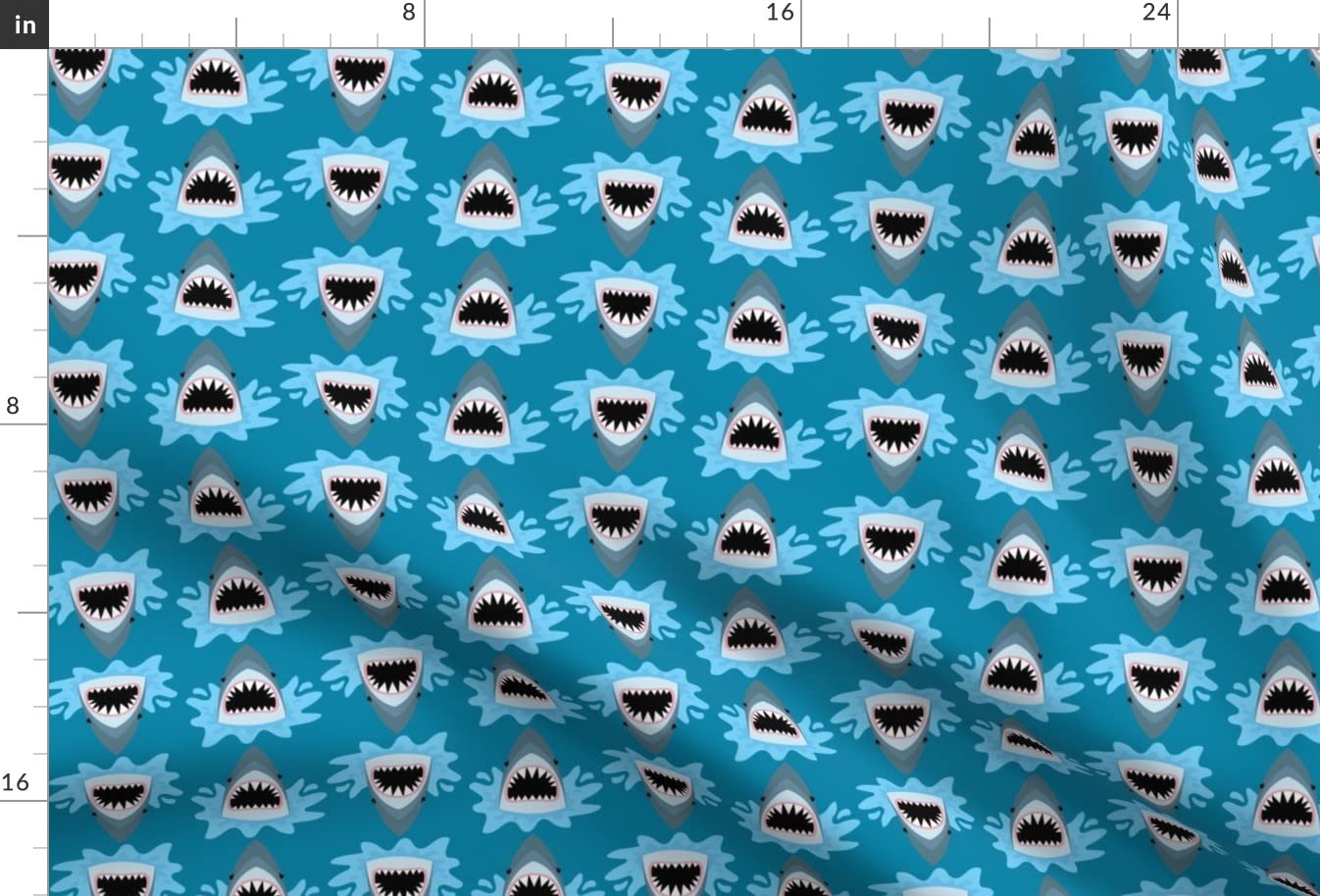 Cute Summer Shark Pattern Blue Fabric - Funny Boys Beach Vacation Teeth Kids Printed on Minky Fat Quarter - Sewing Baby Blankets, Quilt Backing & Plush - Perfect for DIY Crafts, Home Decor, and Kids' Room Accessories