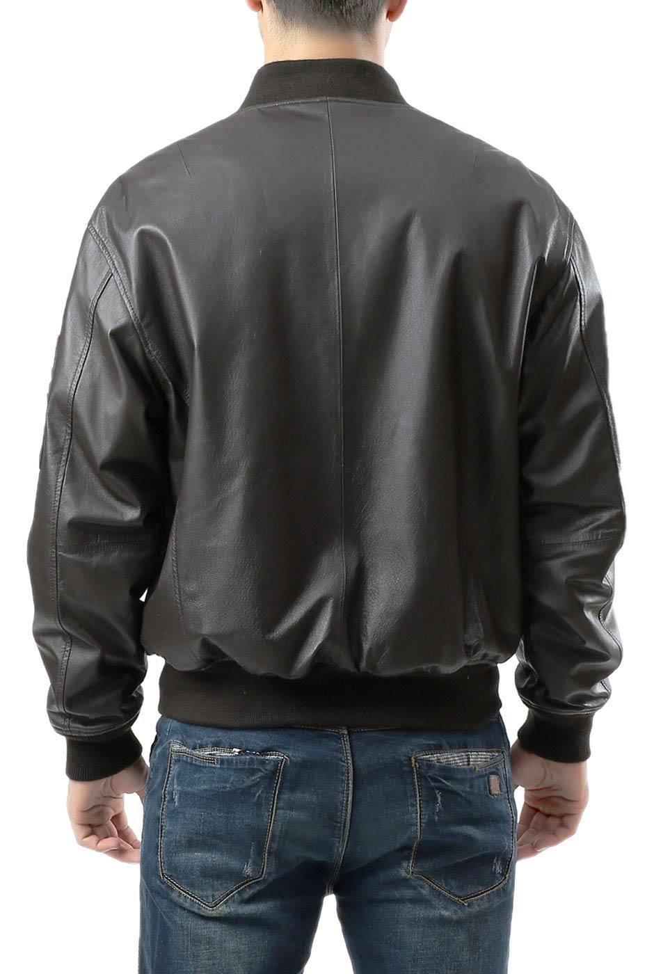Premium Men's MA-1 Leather Bomber Jacket - Genuine Leather Flight Jacket for Men (Big & Tall Sizes Available) - Perfect for Aviation, Motorcycle Riding & Casual Winter Wear