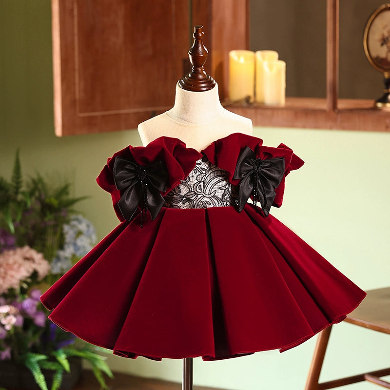 Christmas Red Floral Princess Dress for Girls - Elegant Birthday Party Gown | Perfect for Holiday Celebrations, Pageants & Special Occasions