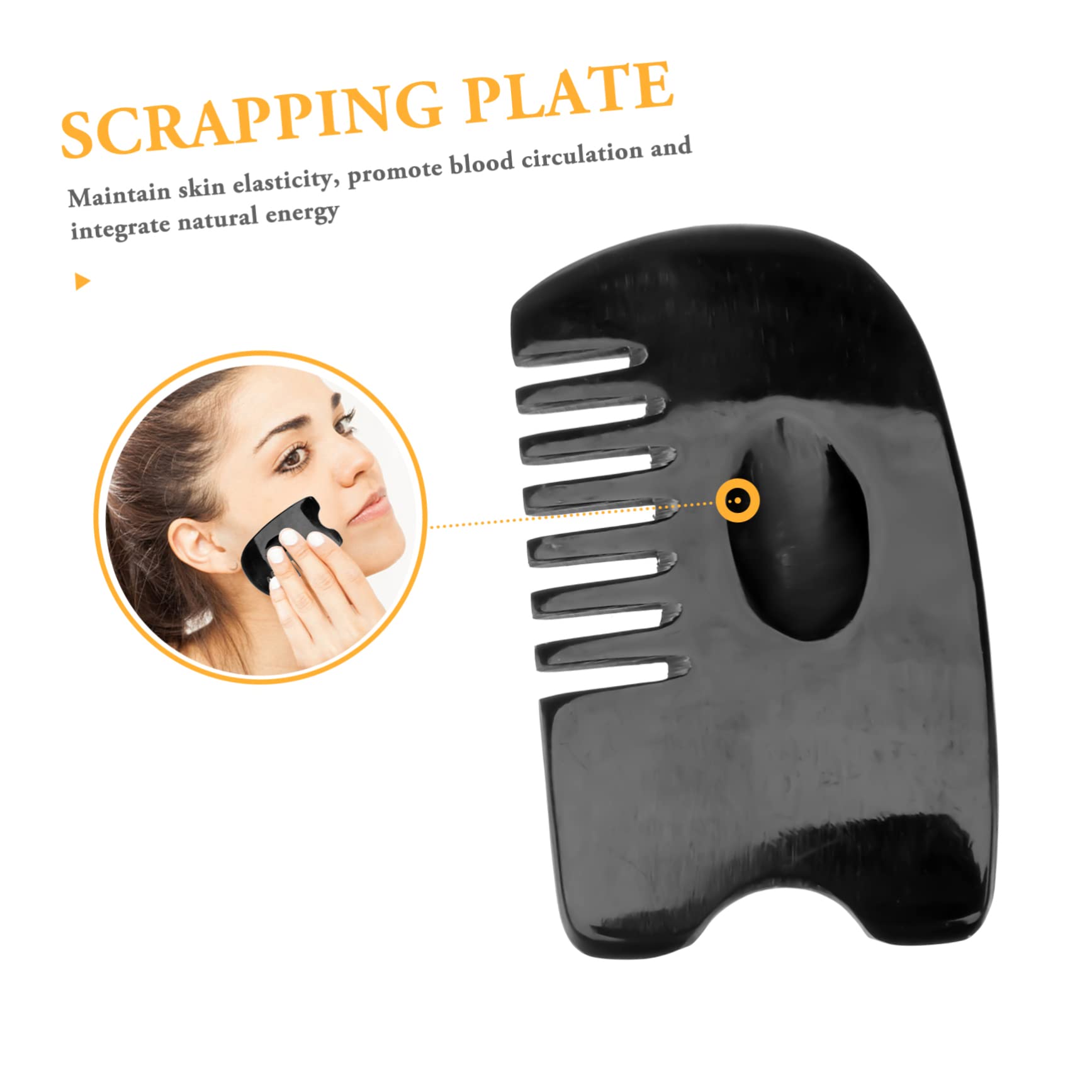 DOITOOL 2 Pack Horn Comb Set - Anti Static Hair Smoothing Comb & Scalp Massage Comb with 6 Teeth, Jade Scraping Board for Women - Perfect for Detangling, Styling & Relaxing at Home or Salon