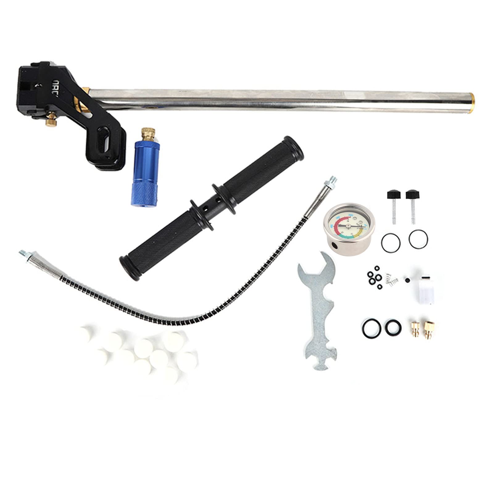 Zetiling High Pressure Manual Hand Pump for Diving, 0.5L Mini Oxygen Tank with 53cm Stainless Steel Air Tube - Includes Connector, Wrench & Accessories - Perfect for Scuba Diving, Snorkeling & Emergency Oxygen Supply