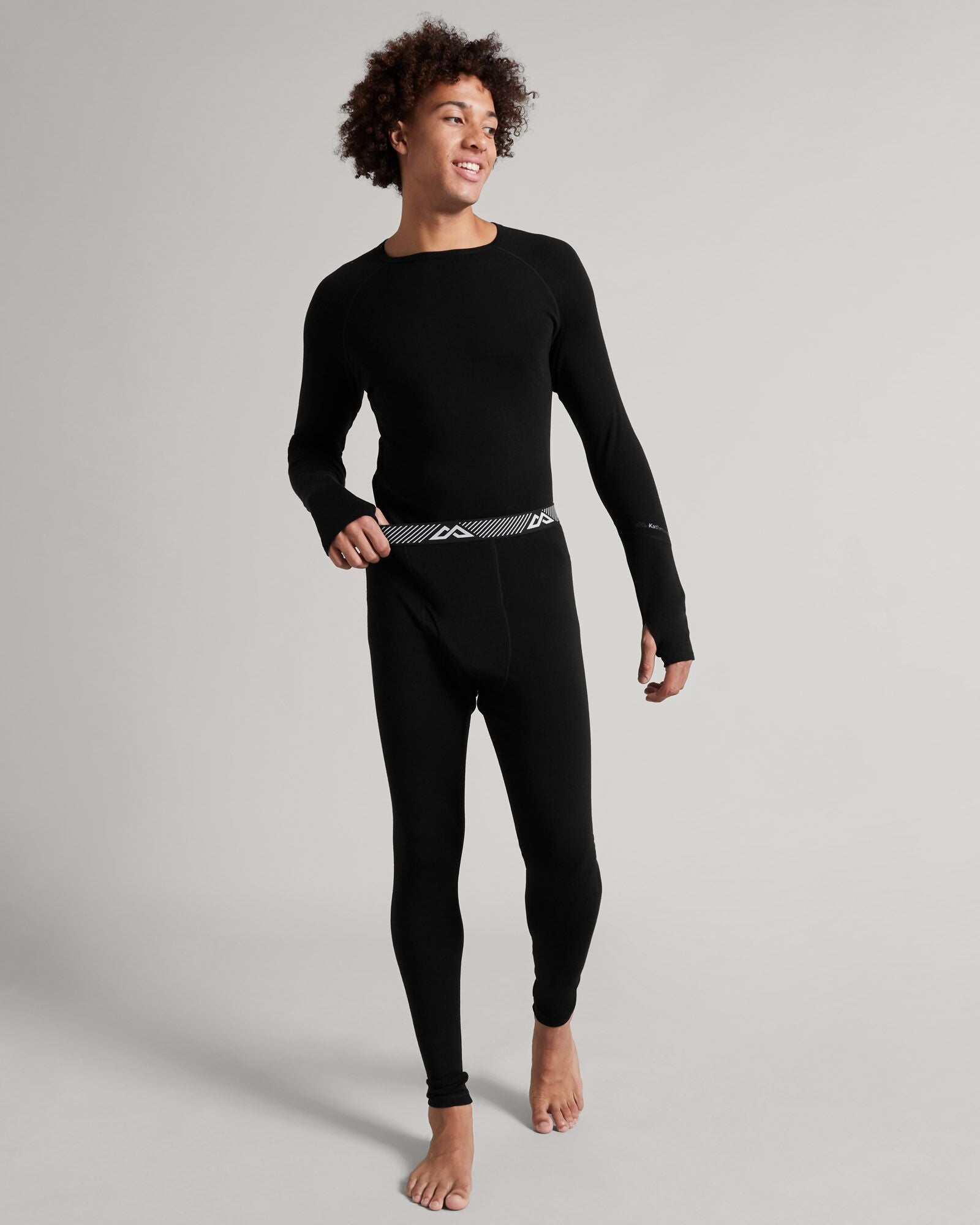 Premium KMD Merino Wool Base Layer Long John Pants for Men - Black | Warm Thermal Underwear for Winter Sports, Hiking & Cold Weather Activities