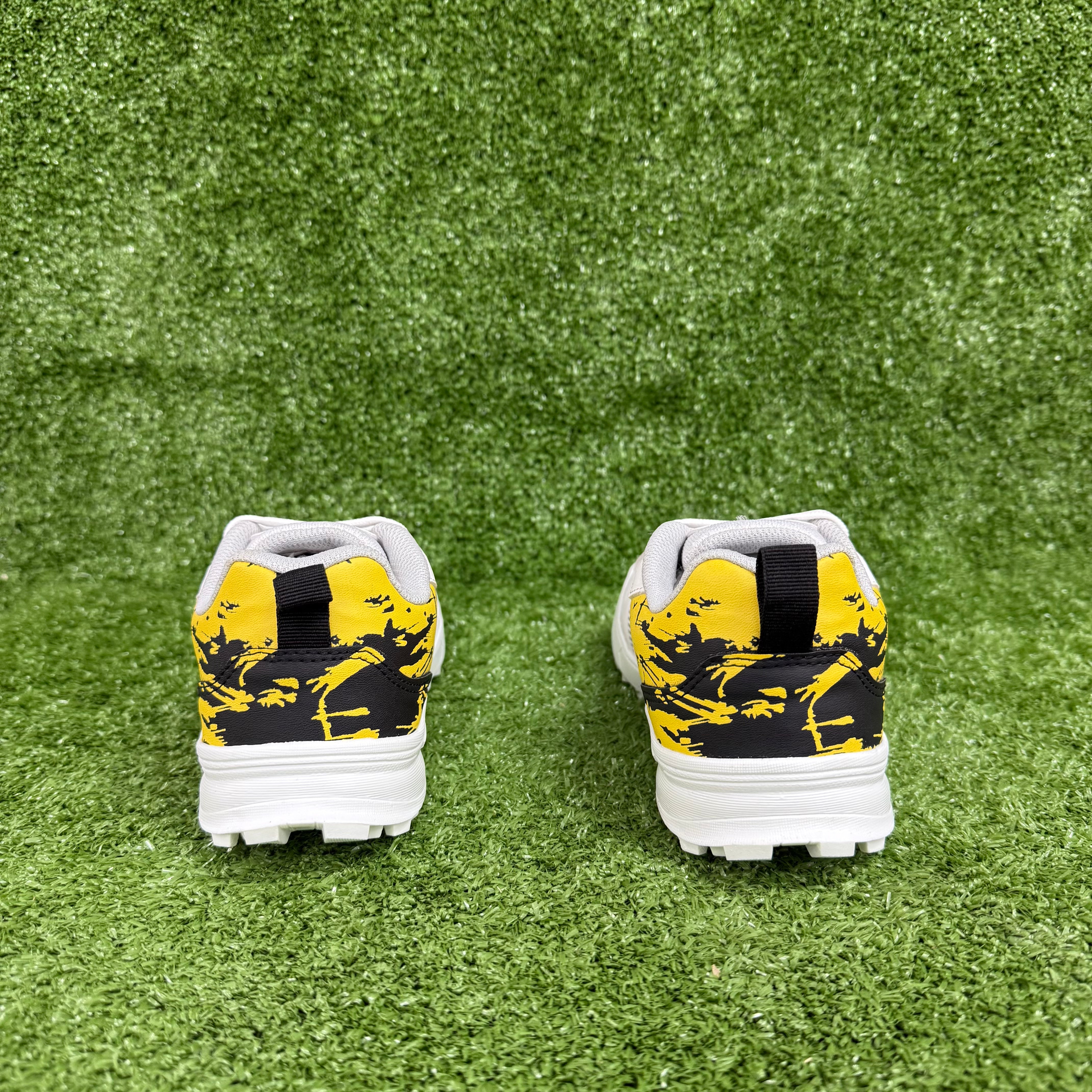 FINO C 16 Junior Cricket Shoes for Boys & Girls - White, Yellow & Black - Lightweight & Durable for Cricket Matches & Practice Sessions
