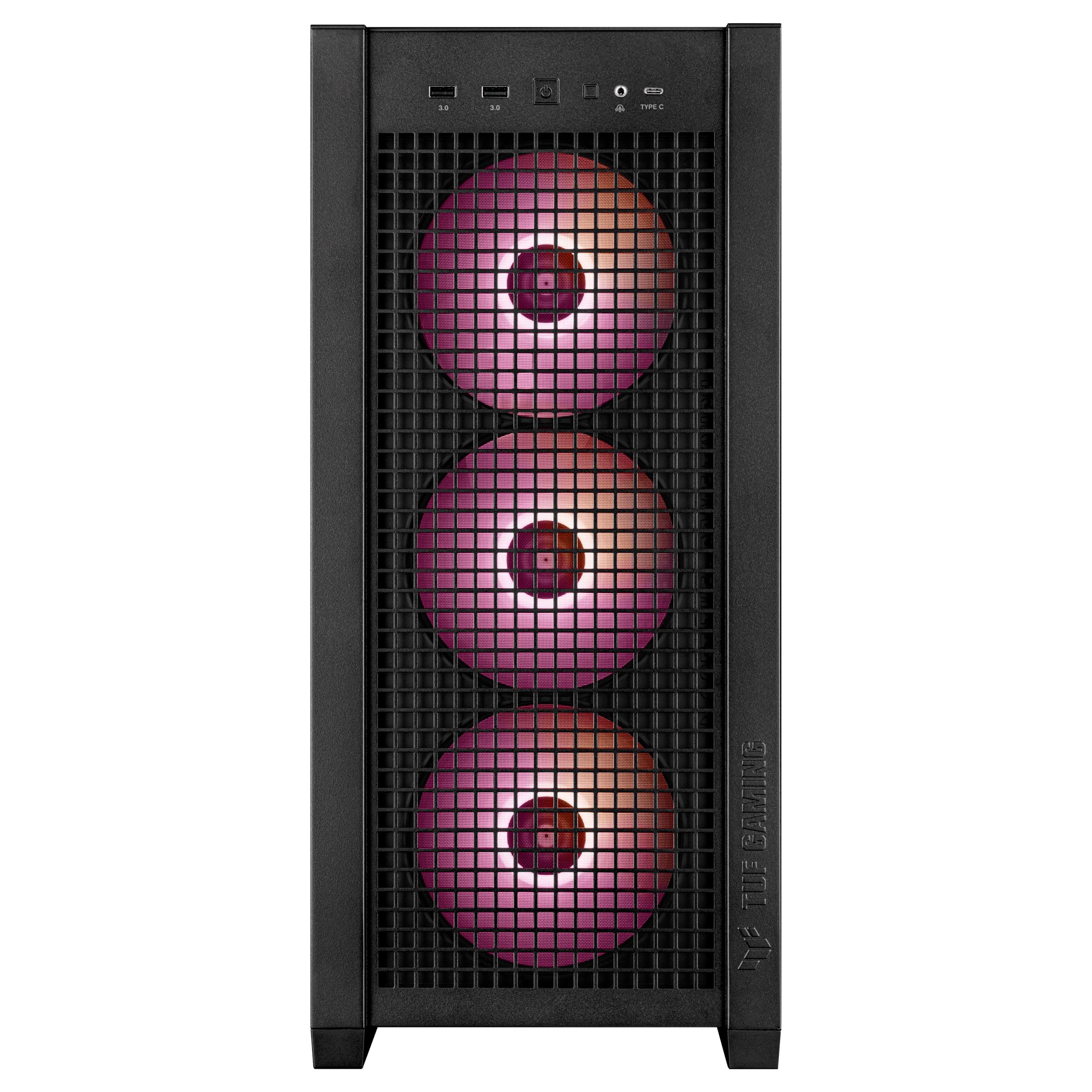 ASUS TUF Gaming GT302 ARGB ATX Mid-Tower PC Case - High Airflow with 4x140mm ARGB Fans, Interchangeable Tempered Glass/Mesh Panels, BTF Hidden-Connector Motherboard Support | Black | Ideal for Gaming Rigs & High-Performance PC Builds