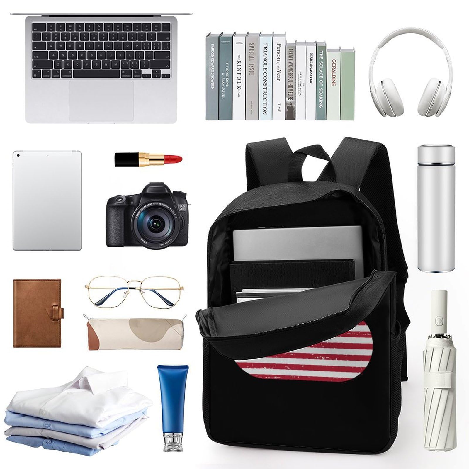 IOEDTHBJ 3D Printed American Flag Backpack - 17 Inch Laptop Backpack for Men & Women, Stylish School & Travel Computer Bag - Perfect for College, Work & Outdoor Adventures