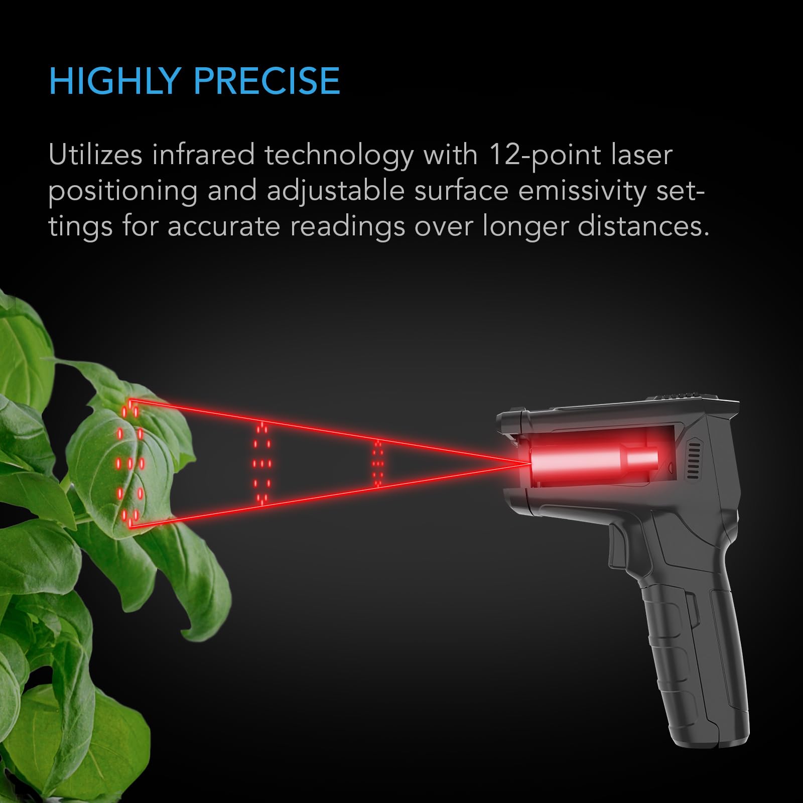 AC Infinity VPD Thermometer - Handheld Environmental Monitor for Leaf VPD & Temperature - Calibrates Smart Controllers with Precision Infrared - Ideal for Plants, Grow Tents, Greenhouses & Terrariums - Perfect for Indoor Gardening, Hydroponics & Climate Control
