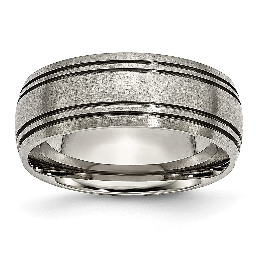 ICE CARATS 8mm Titanium Brushed Grooved Wedding Band Ring for Women - Durable & Hypoallergenic Jewelry Gift for Her - Perfect for Anniversaries, Engagements & Everyday Wear