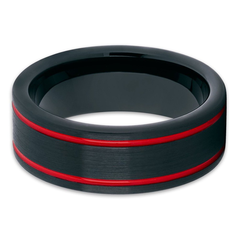 8mm Red Tungsten Wedding Ring for Men & Women - Durable Tungsten Carbide Band, Comfort Fit Anniversary & Engagement Ring - Perfect for Weddings, Proposals & Special Occasions