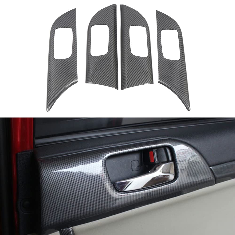 Carbon Fiber Black Inner Door Handle Bowl Cover Trim for Mitsubishi Lancer 2008-2017 (4pcs) - Upgrade Your Car Interior with Durable & Stylish Accessories for Enhanced Driving Experience