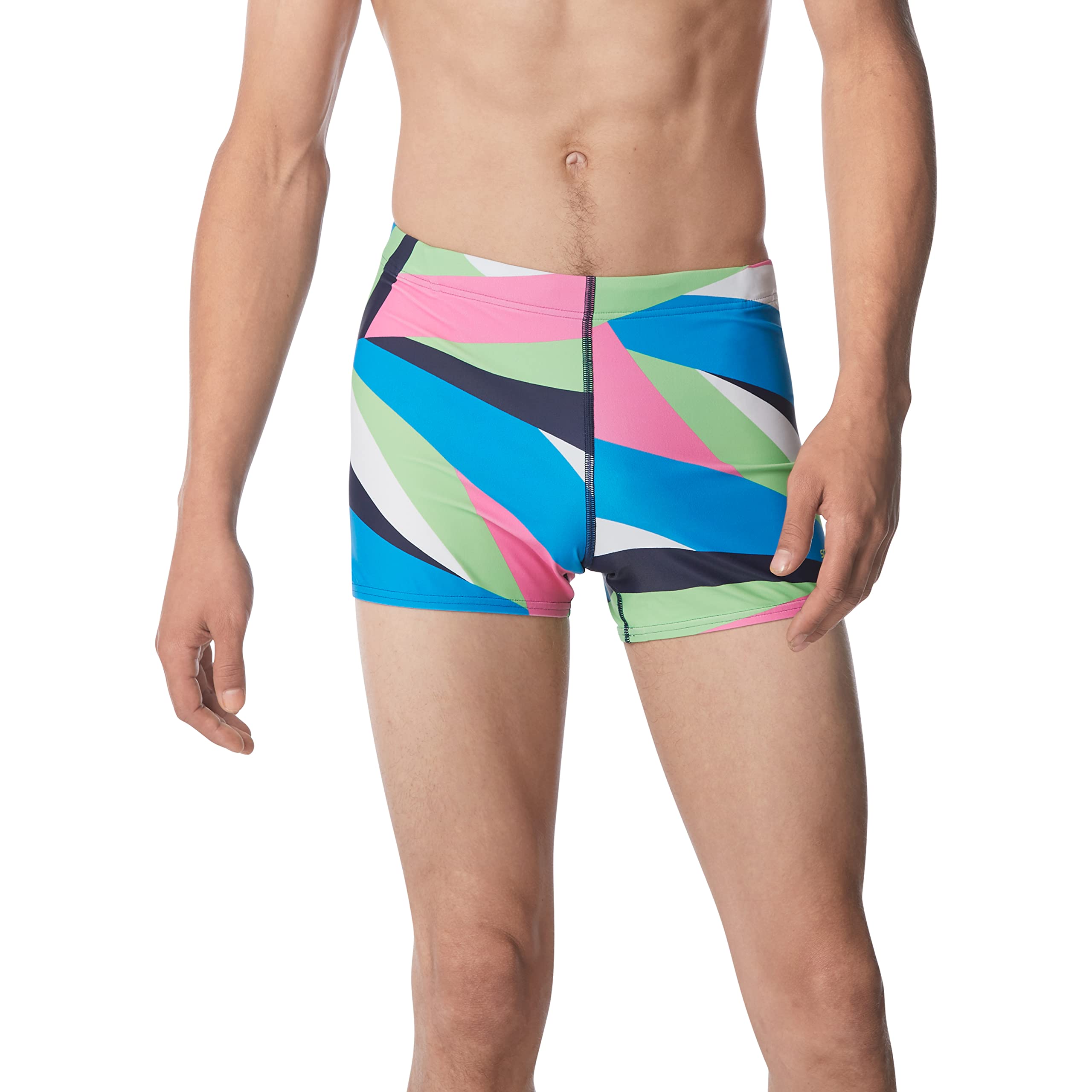 Speedo Men's Swim Trunks - Quick Dry Square Leg Swimwear with Stylish Print for Beach, Pool & Water Sports
