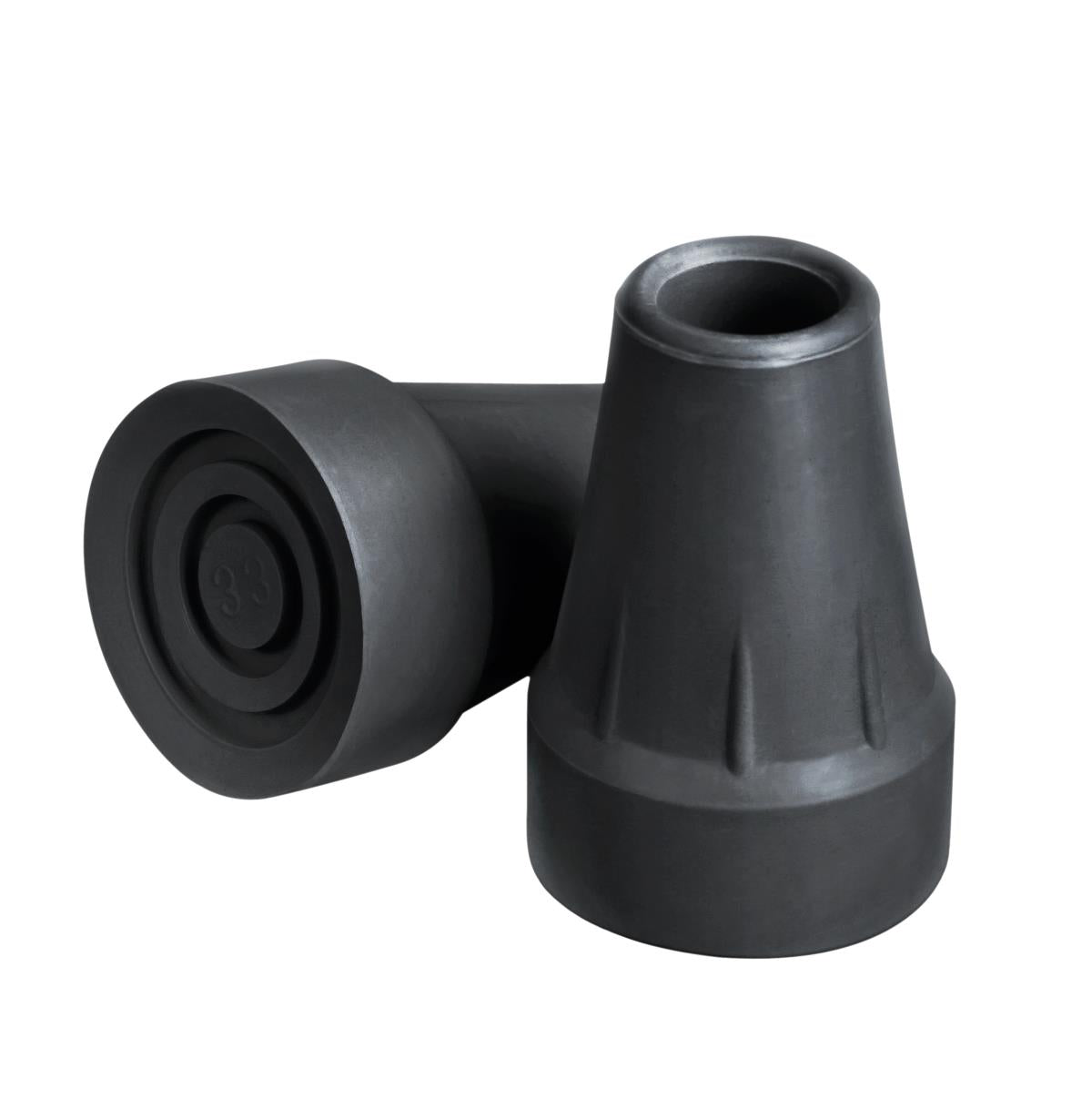 7/8 Inch Black Crutch Tips - Non-Slip Rubber Replacement Tips for Canes & Crutches - Indoor & Outdoor Use for Safety & Comfort