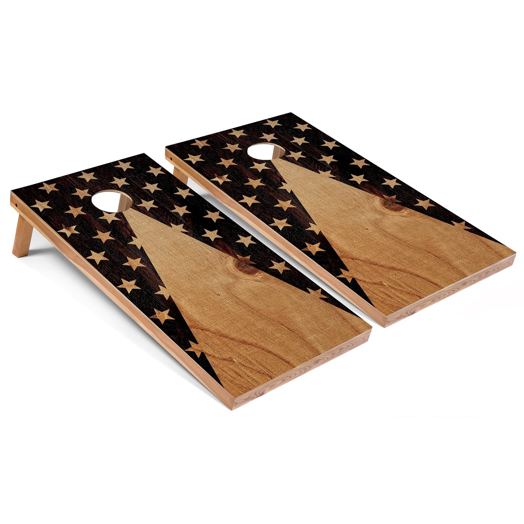 American Flag Dark Regulation 2x4 Corn Hole Board Game Set - Includes 2 Boards, 8 Bean Bags & Carrying Case for Outdoor Parties, Tailgating & Backyard Games