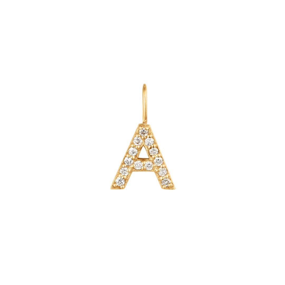 14K Yellow Gold Diamond Initial Charm Pendant - Personalized Name Necklace for Women, Perfect Gift for Birthday, Anniversary & Valentine's Day