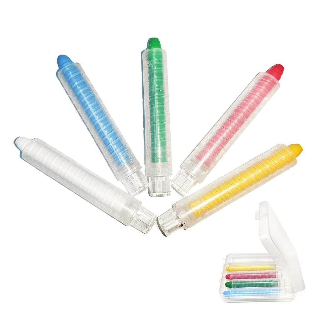 OPTSPTOY 5PCS Transparent Plastic Chalk Holders with Storage Case – Teacher & Classroom Supplies for School, Office, Kids – Easy Grip Chalk Clip (Chalks Not Included) – Perfect for Whiteboards, Blackboards & Art Projects