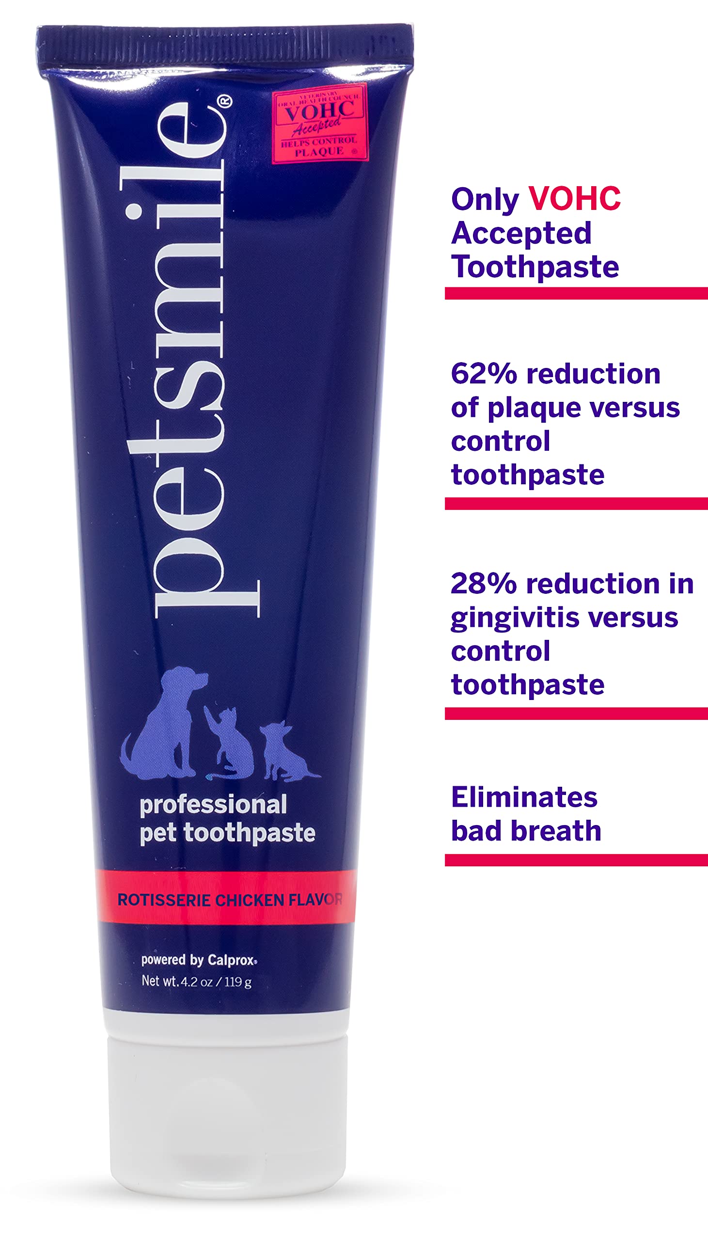 Petsmile Professional Whitening Dog Toothpaste - VOHC Approved Plaque Control Pet Toothpaste with Rotisserie Chicken Flavor | Human-Grade Dental Care for Dogs | Freshens Breath & Whitens Teeth | Perfect for Daily Oral Hygiene & Vet Recommended Dental Routine (4.2 Oz)