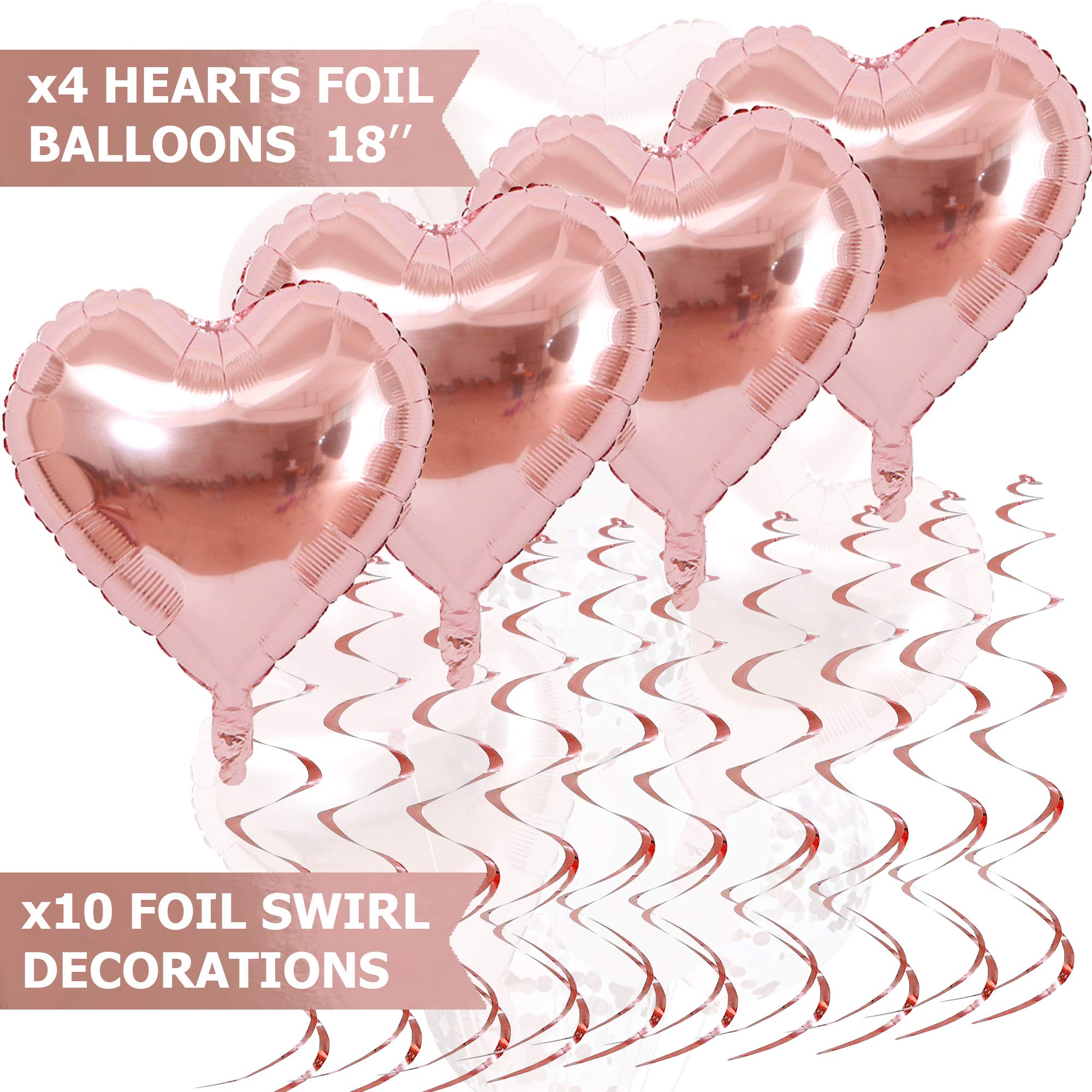 Rose Gold Party Decorations Kit - Valentine's Day, Galentine's Day & Birthday Supplies with Balloons, Tableware, Plates, Cups & Napkins | Perfect for Home Decor, Bachelorette Parties & Romantic Celebrations