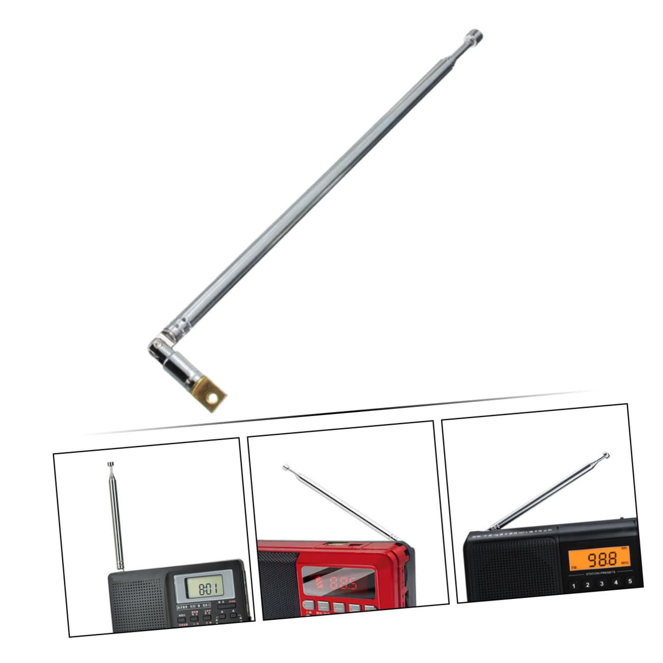 HOOTNEE Retractable Radio Antenna - Silver Telescopic Antenna for Home Remote Control, Wide Compatibility, Easy to Use - Perfect for TV, Stereo, Car Radio and Home Theater Systems