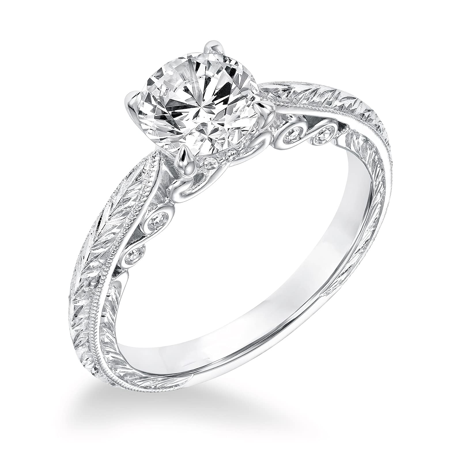 1.07 CT Round Cut Moissanite Solitaire Vintage Engagement Ring for Women - 10K/14K/18K White Gold Wedding Band, Anniversary Gift, Proposal Jewelry (Perfect for Bridal, Valentine's Day & Special Occasions)