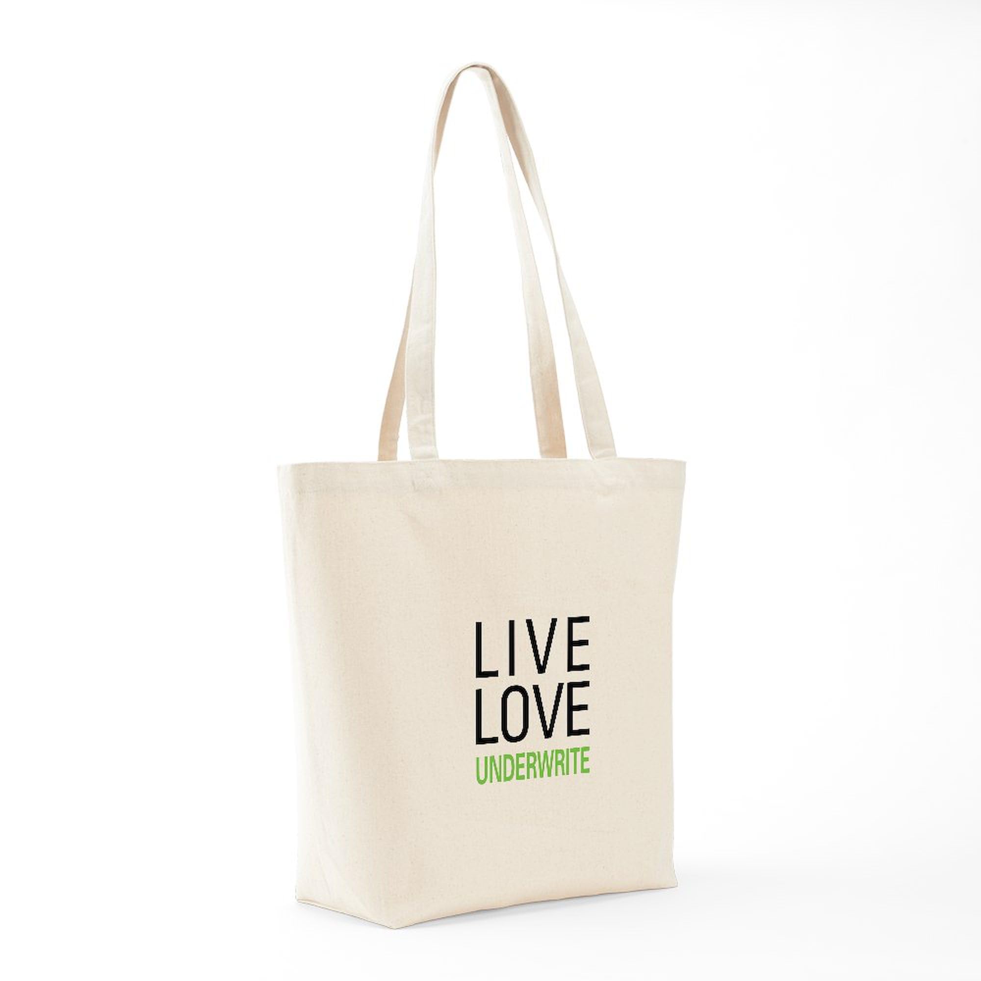 Live Love Underwrite Natural Canvas Tote Bag - Eco-Friendly Reusable Shopping Bag for Groceries, Beach Trips & Daily Use | CafePress