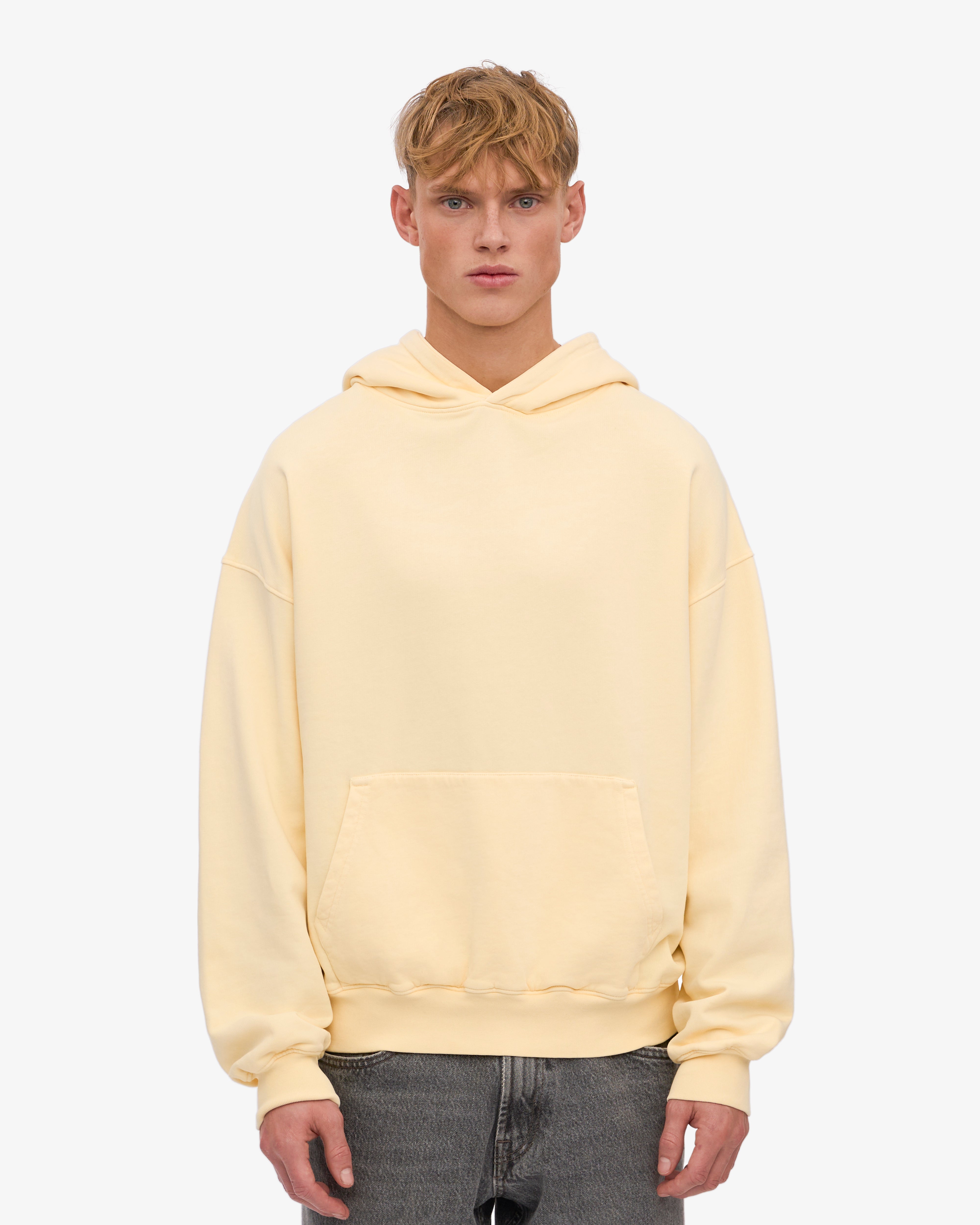 Organic Oversized Hoodie - Soft Yellow | Eco-Friendly Cotton Pullover for Women & Men | Perfect for Casual Wear, Loungewear & Outdoor Activities