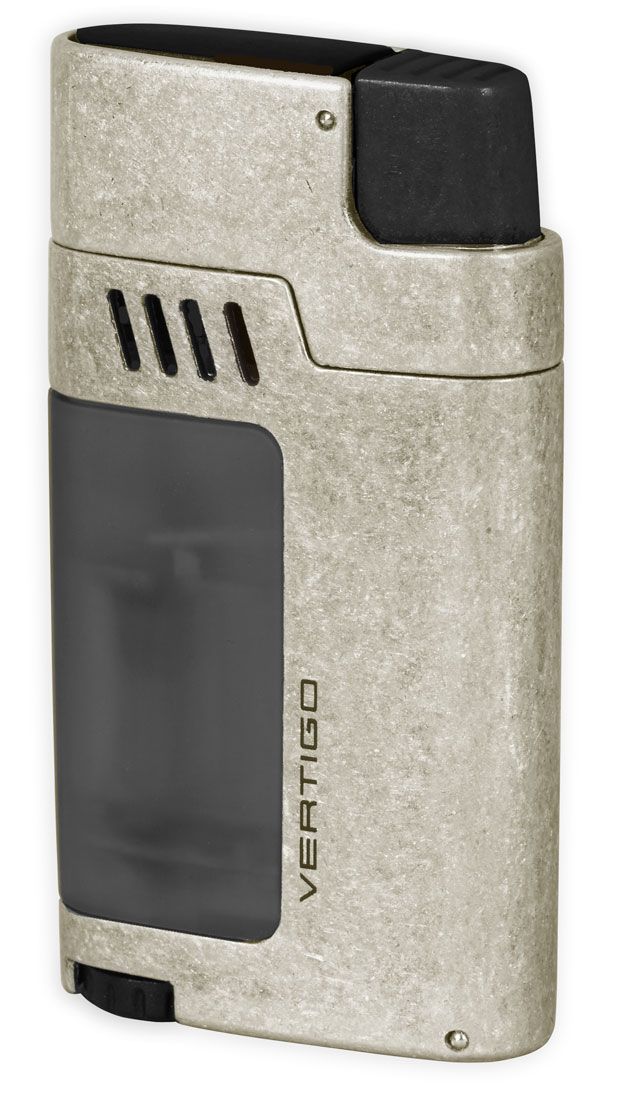 Vertigo Gauntlet Triple Jet Flame Torch Lighter - Silver | Windproof Butane Lighter for Cigars, Candles & Outdoor Use