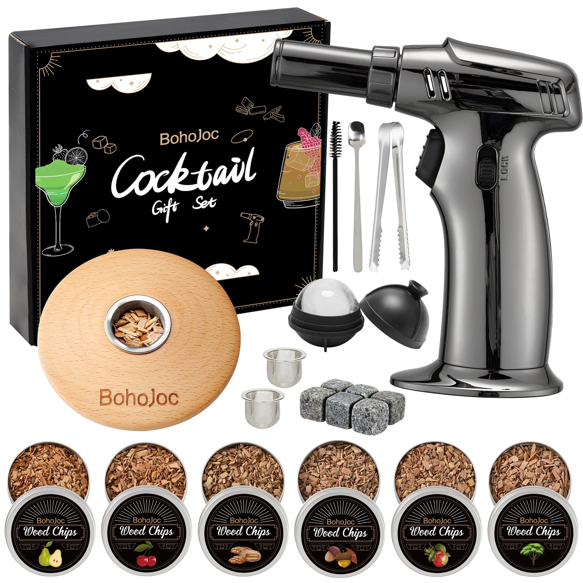 Premium Cocktail Smoker Kit with Torch - Unique Gifts for Men, Dad & Boyfriend | No Butane Required | Perfect for Christmas, Anniversary & Birthday Presents | Great for Home Bars, Parties & Mixology Enthusiasts