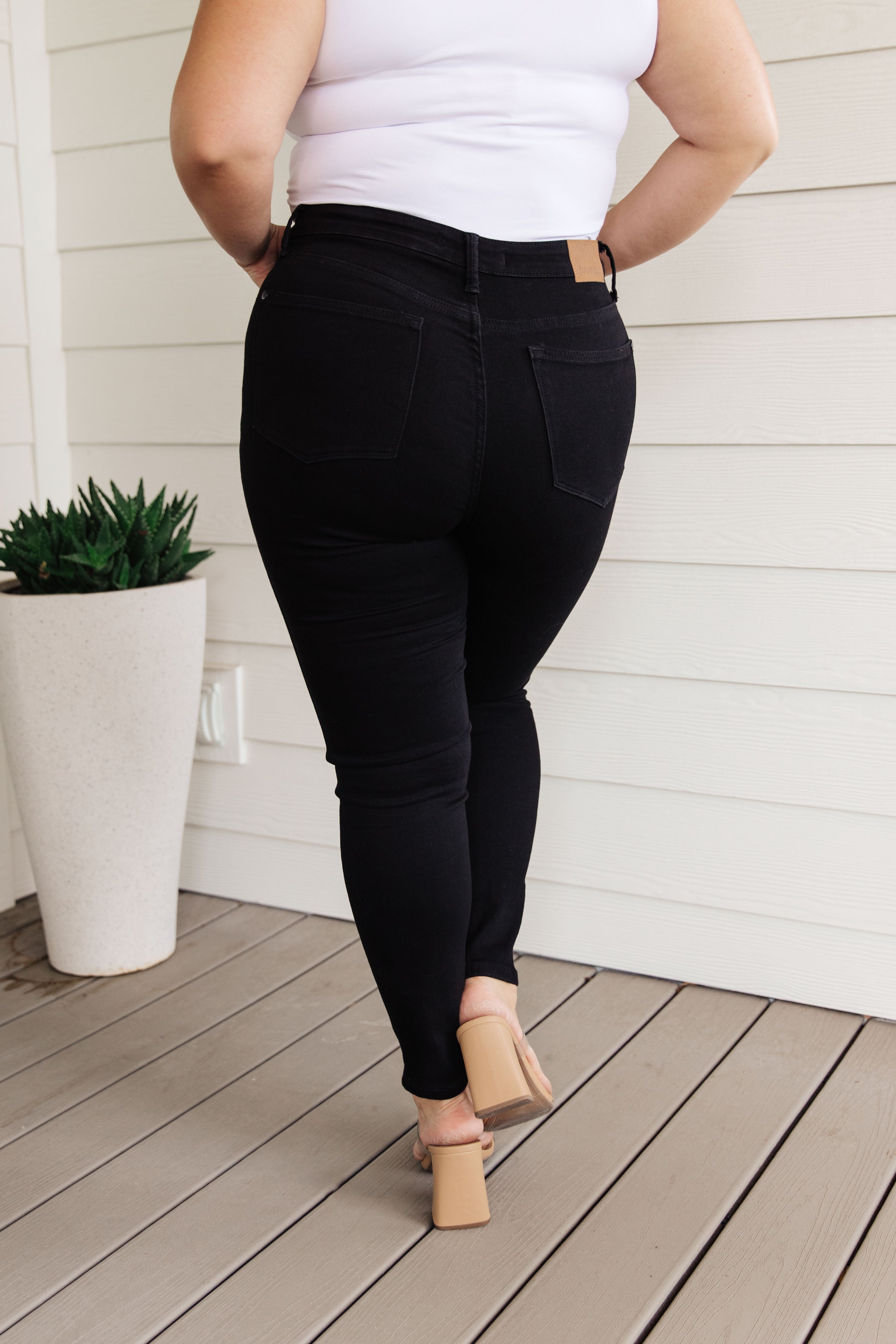 Audrey High Rise Control Top Classic Skinny Jeans for Women - Slimming Black Denim Pants | Perfect for Work, Date Night & Everyday Wear