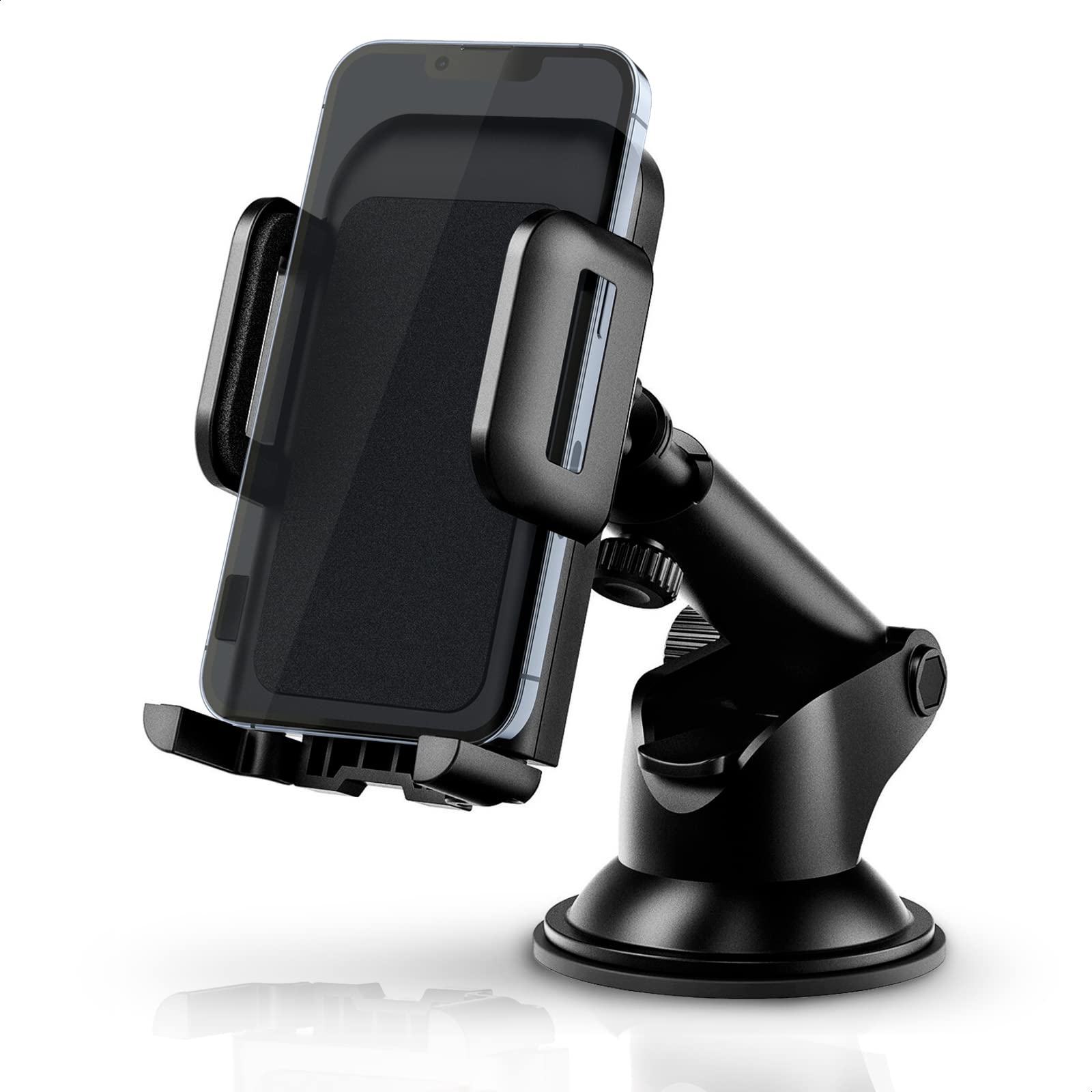 LIBERHAUS 360° Rotatable & Retractable Car Phone Holder Mount for iPhone 12/11/Pro/Max/X/8/7 - Universal Dashboard & Windshield Car Mount with Strong Suction Cup - Perfect for GPS Navigation & Hands-Free Driving