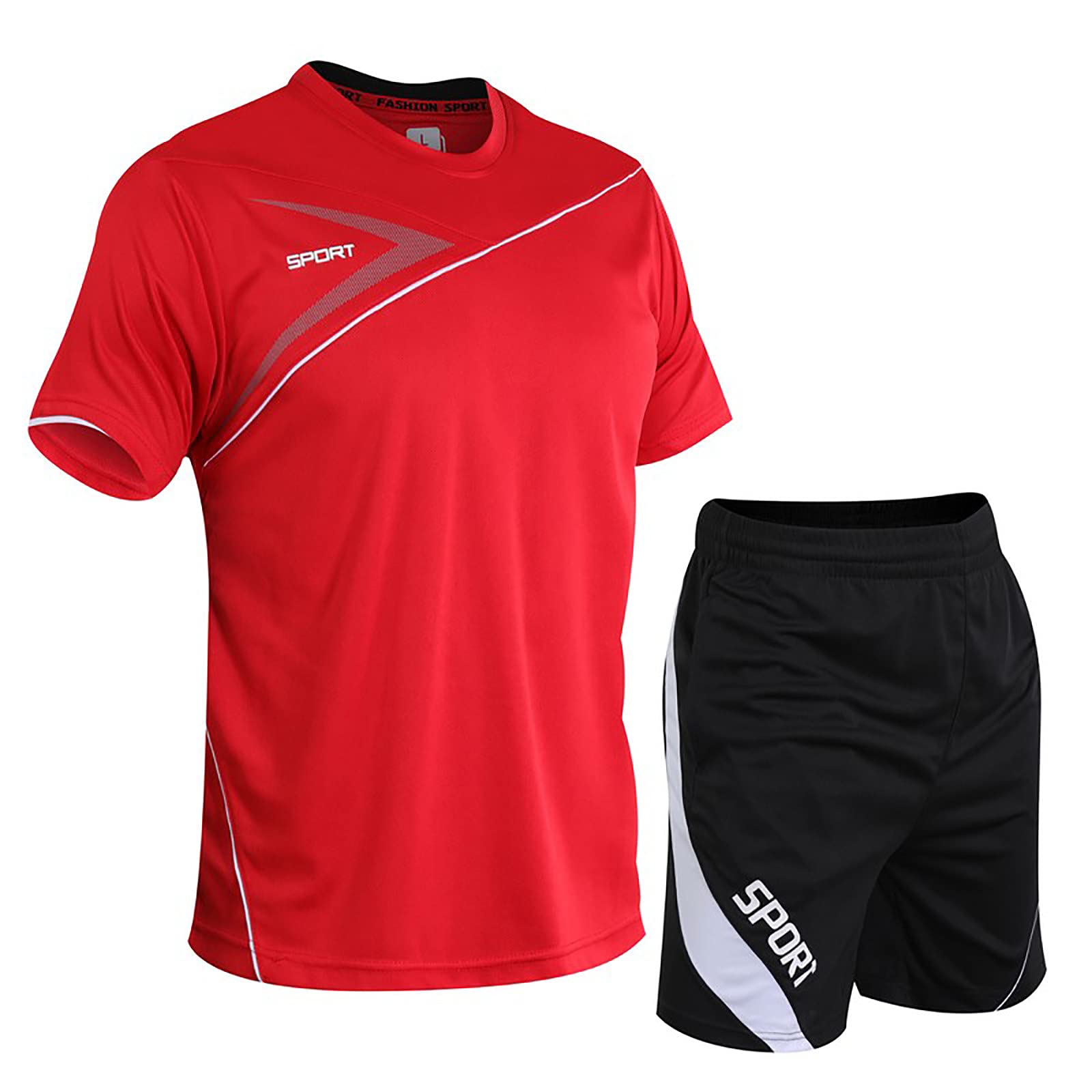 Men's Short Sleeve Shirt & Shorts Set - Breathable Sportswear, Jogging Suit & Casual Track Suits | 2-Piece Outfit for Running, Gym & Summer Wear | Lightweight & Comfortable Activewear