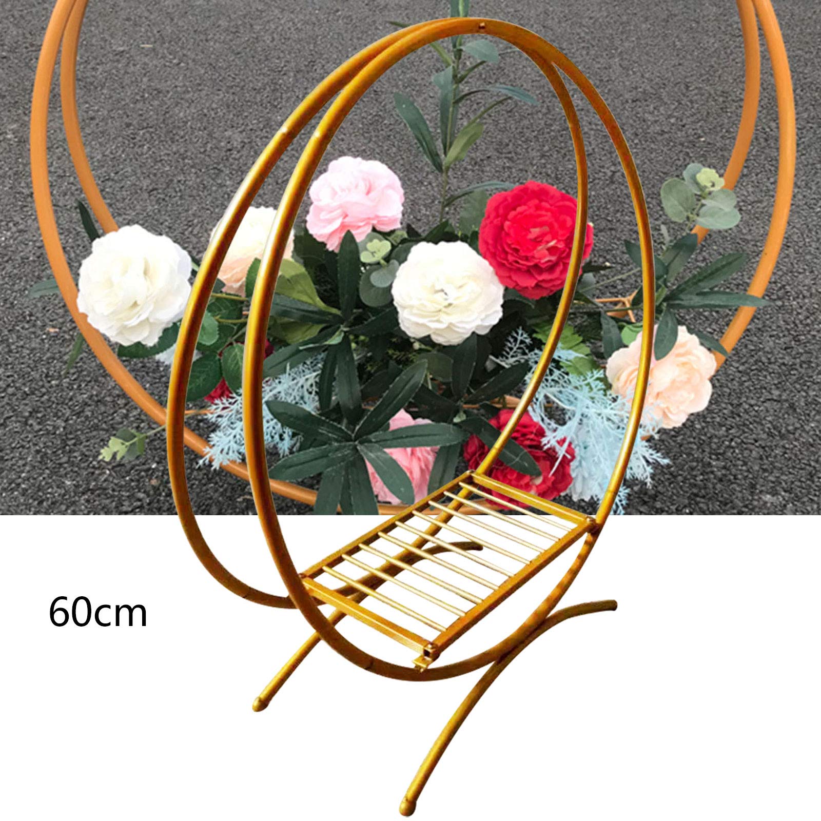 60cm Gold Wedding Cake Stand Floral Hoop - Elegant Tiered Dessert Display for Wedding, Birthday Party & Special Events Decorations