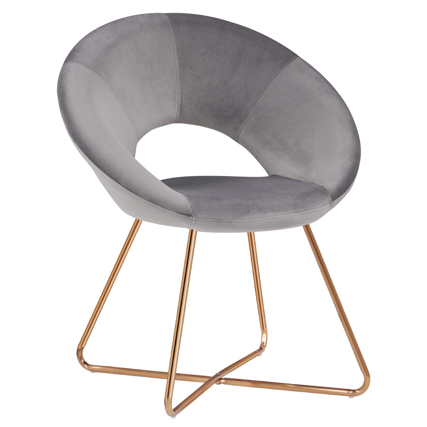 DUHOME Modern Velvet Accent Chair - Mid-Century Upholstered Armchair with Golden Metal Legs, Grey - Comfy Lounge & Dining Chair for Living Room, Bedroom, Office | Perfect for Relaxing, Reading & Entertaining Guests