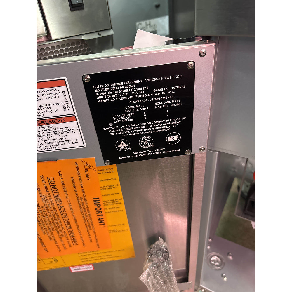 Vulcan 1VEG35M 35-40 Lb. Commercial Natural Gas Fryer - 70,000 BTU High Capacity for Restaurants, Food Trucks & Catering (Scratch & Dent) - Perfect for Frying Chicken, Fish, French Fries & Onion Rings