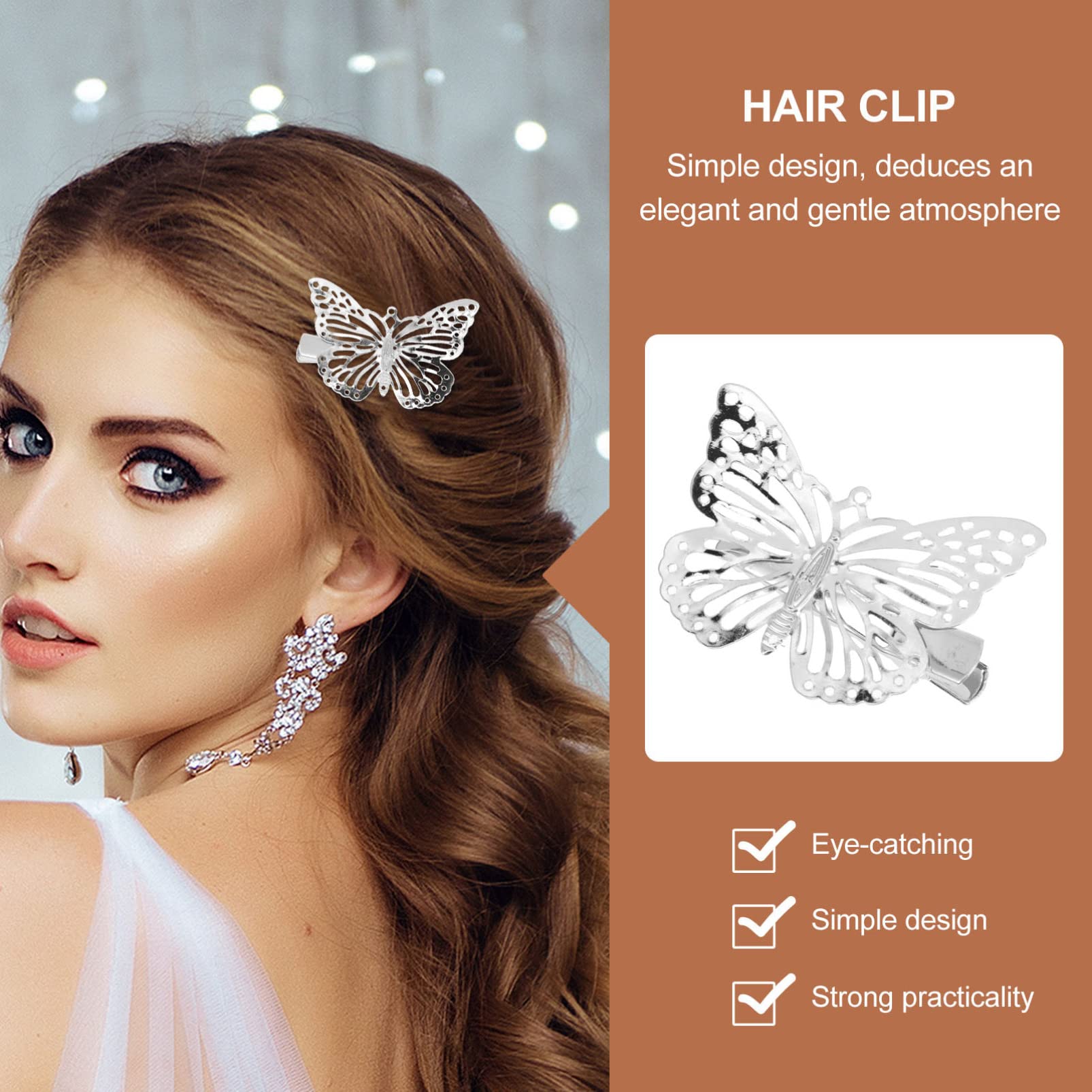 10pcs Silver Plated Butterfly Hair Clips for Women - 3D Alligator Hairpins, Barrettes & Tiara Accessories for Girls, Wedding, Bride & Party Decoration - Perfect for Everyday Wear, Special Occasions & Gift Giving