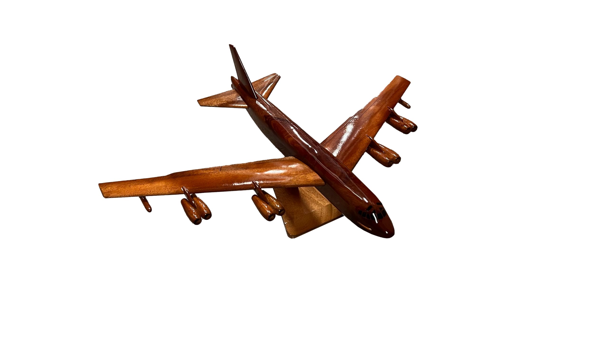 B52 Stratofortress Mahogany Wood Desktop Airplane Model - Handcrafted Military Aircraft Display for Office Decor, Aviation Enthusiast Gift & Home Decoration