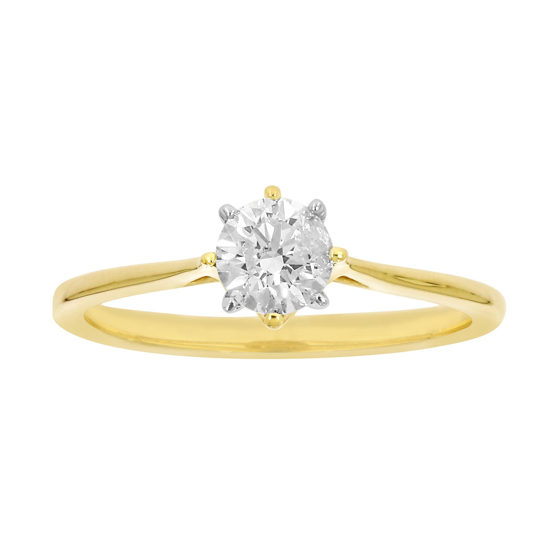 9ct Yellow Gold 1/2 Carat Diamond Solitaire Ring - Elegant Engagement & Wedding Band for Women - Perfect for Proposals, Anniversaries & Special Occasions