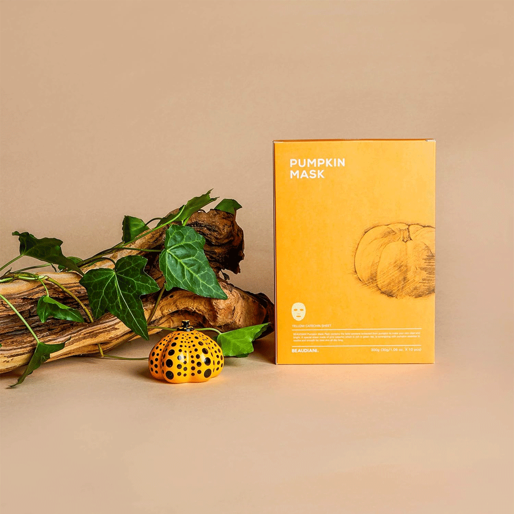 BEAUDIANI Pumpkin Face Mask 25g x 10 Pack - Hydrating & Brightening Sheet Mask for Glowing Skin | Perfect for Spa Night, Self-Care Routine & Gift Giving