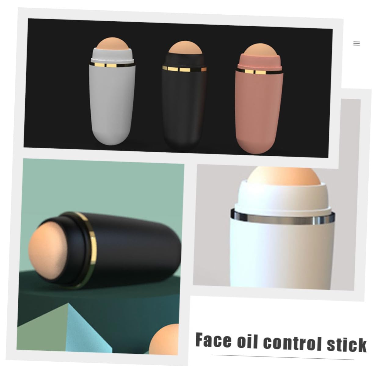 IPetboom 4-Pack Volcanic Stone Oil Absorbing Roller Ball - Facial Oil Control Tool for Oily Skin, Blackhead Removal & Shine-Free Makeup - Perfect for Daily Skincare, Spa & On-the-Go Use